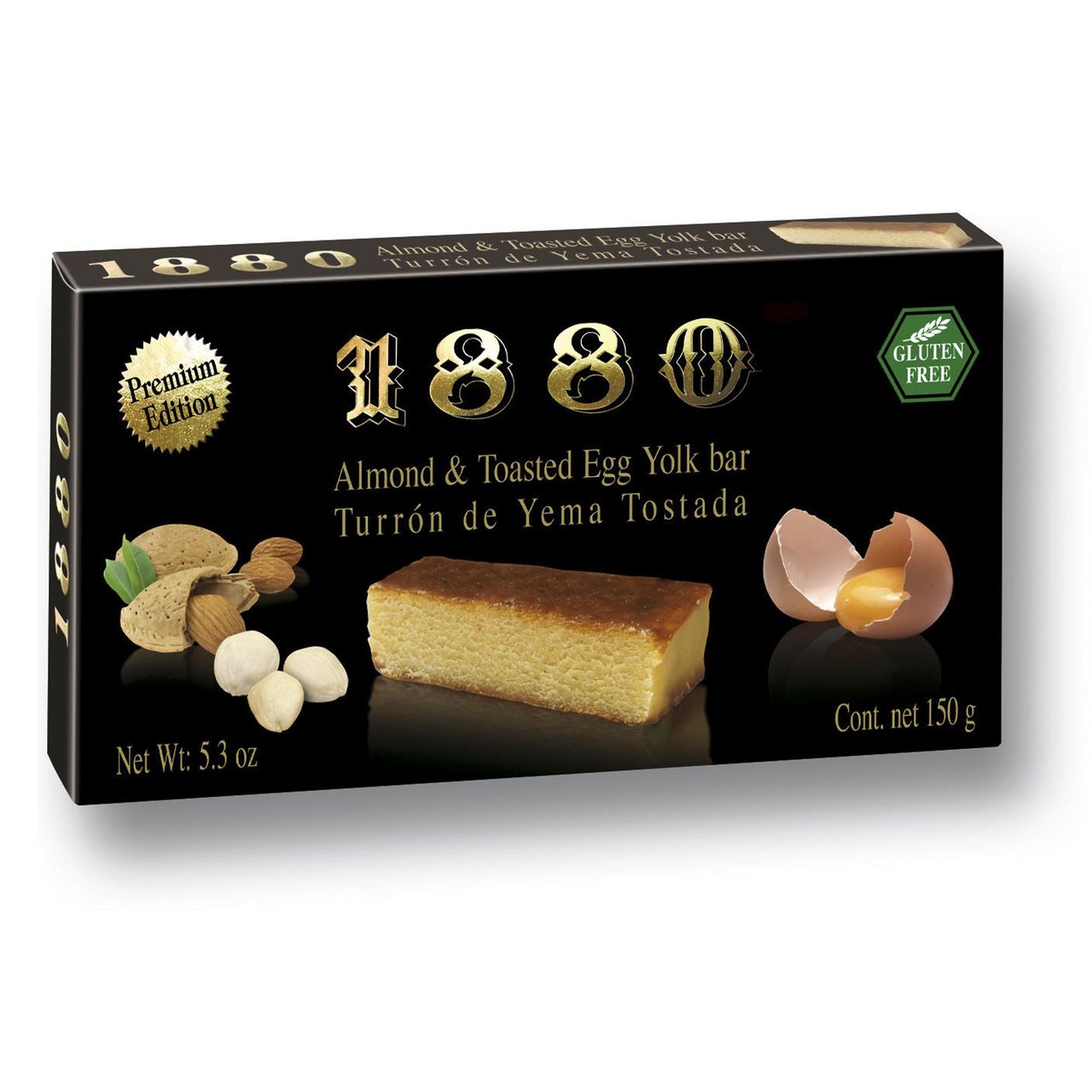 Premium 1880 Yema Ground Almond Turrón Candy by La Tienda - Authentic Spanish Nougat Treat for Holidays, Gifts & Dessert Lovers