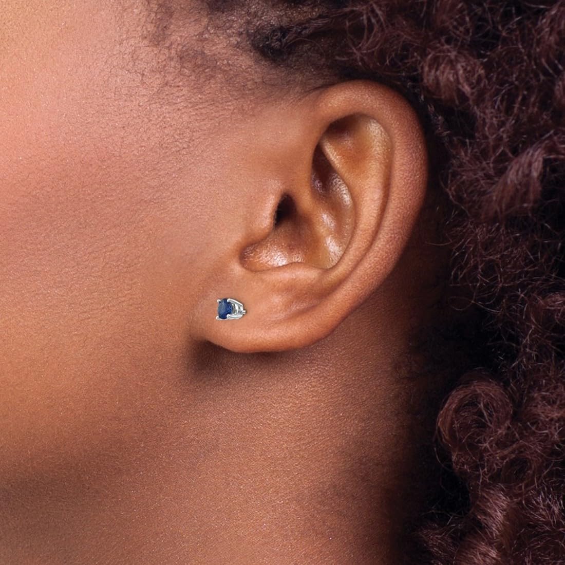 14K White Gold Post Sapphire Stud Earrings for Women - 4x4mm Round Cut Genuine Sapphire Earrings - Perfect for Weddings, Parties & Everyday Elegance