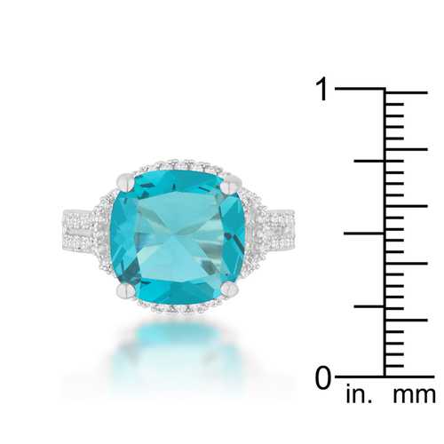 Charlene 6.2 Carat Aquamarine Cubic Zirconia Rhodium Plated Elegant Statement Ring for Women - Perfect for Weddings, Parties & Special Occasions