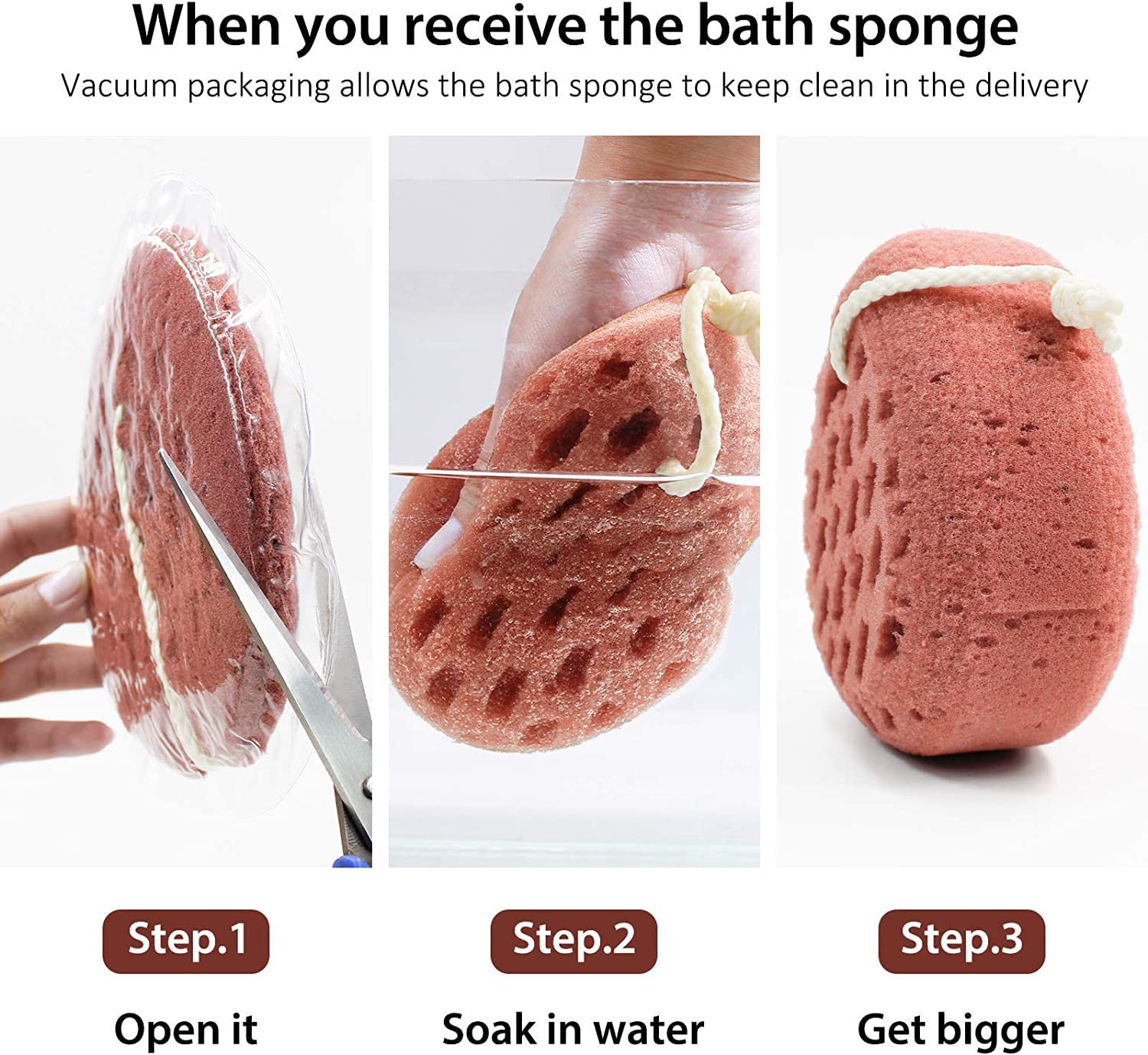 SOFTSWISS Large Bath Sponge for Women & Men - Exfoliating Loofah Body Scrubber, Shower Pouf for Smooth Skin - Pack of 1 (Grey) - Perfect for Daily Shower, Spa & Skin Care Routine