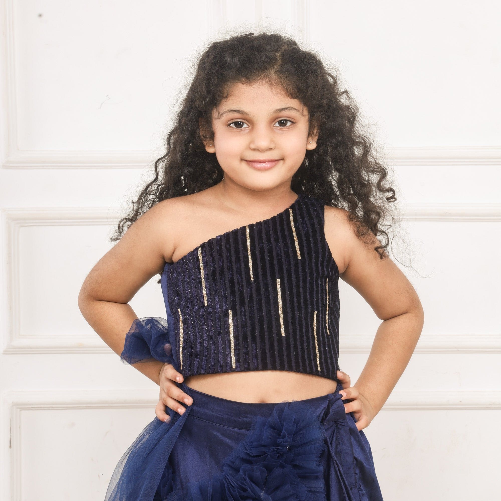 Pre Order: Mini Me Navy Blue Ghaghra Choli - Traditional Indian Lehenga Choli Set for Kids, Festivals & Special Occasions