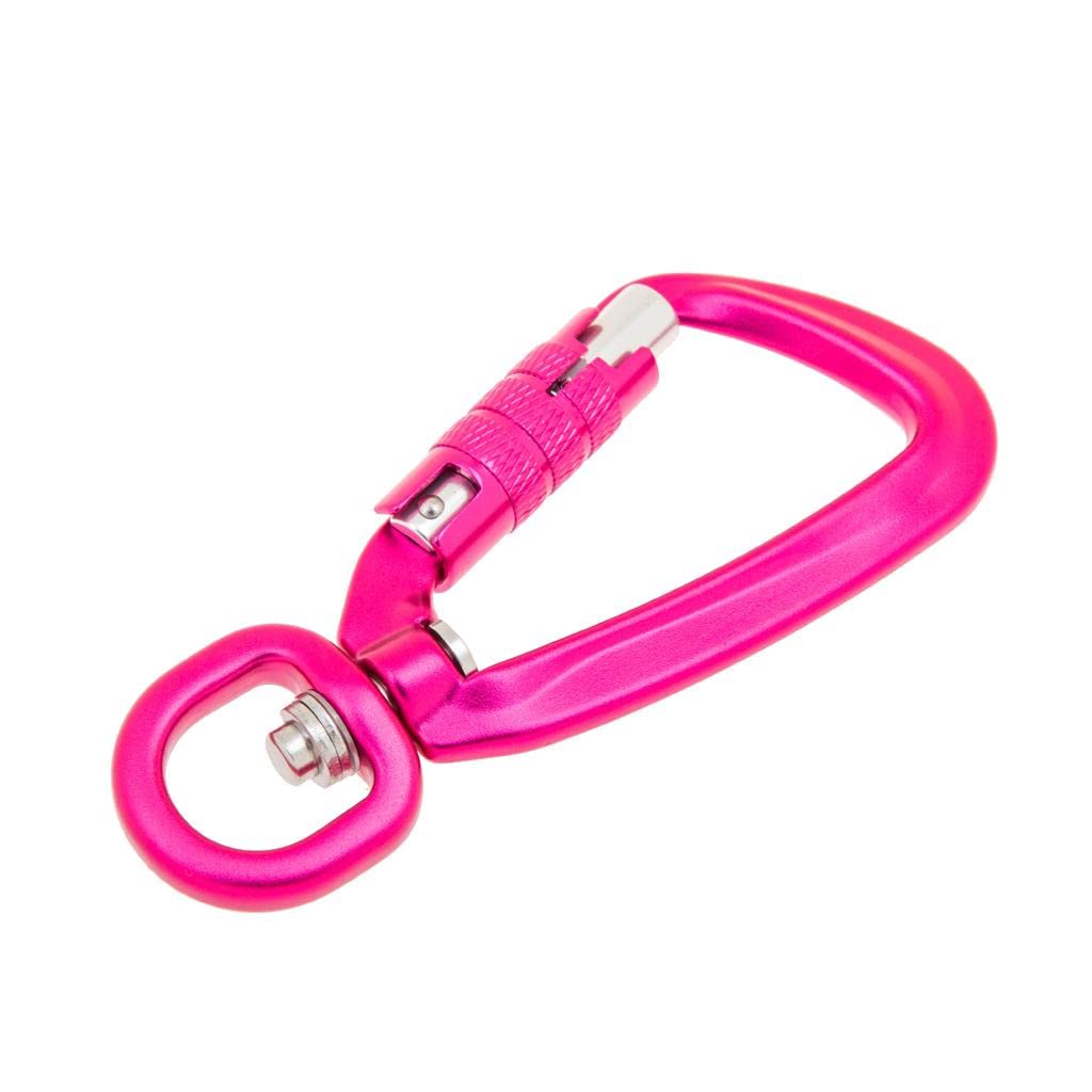 Self Locking Carabiner Clip - Heavy Duty D-Ring Keychain Hook with Rotating Ring for Outdoor Hiking, Camping, Hammock, Backpack & Gear Organization (2 Pack)