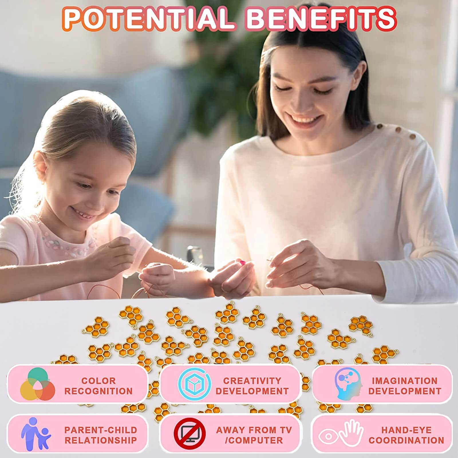 50pcs Enamel Honeycomb Bee Charms - Mini Gold & Silver Jewelry Making Supplies for DIY Bracelets, Necklaces & Crafts - Perfect for Beekeeping Gifts & Boho Style Accessories