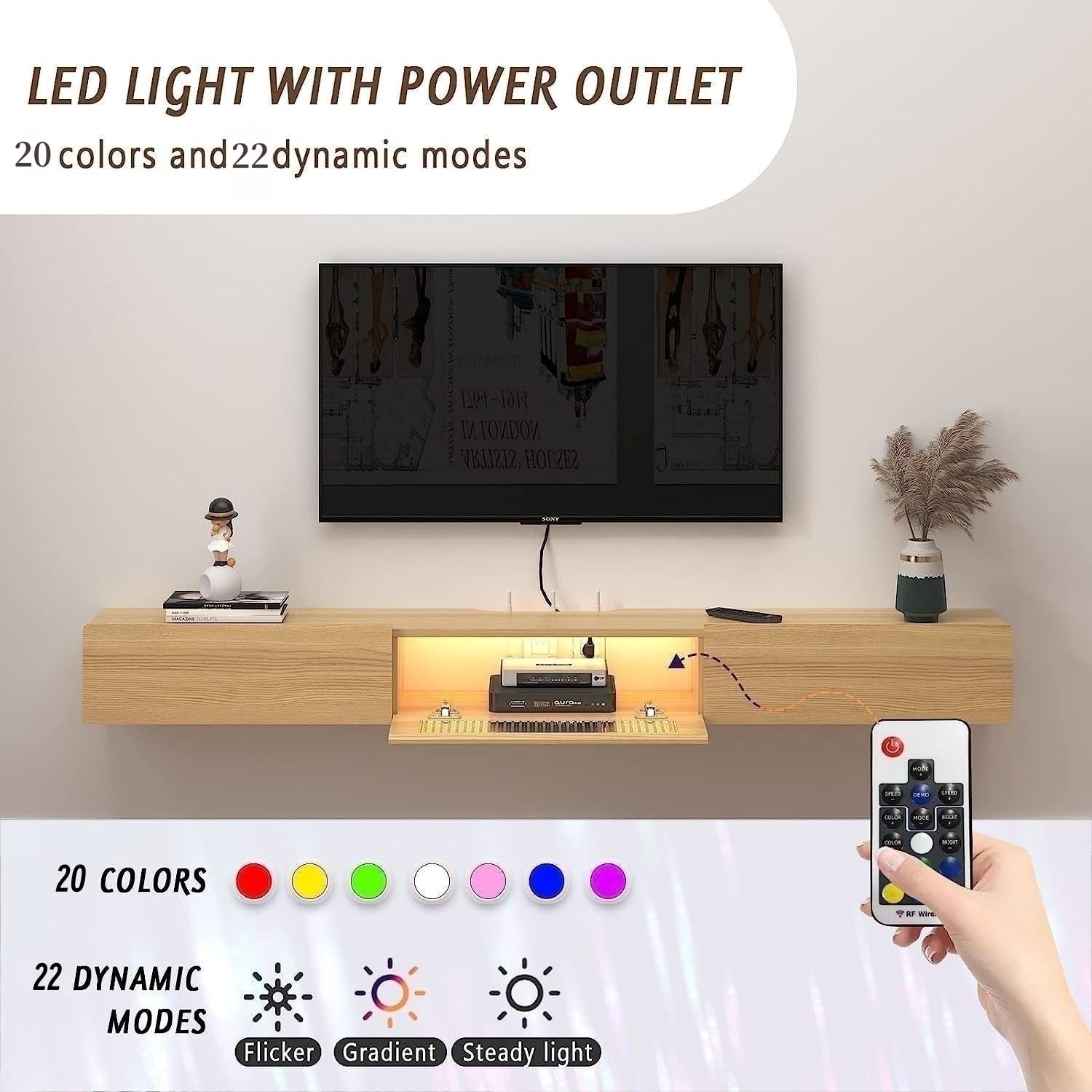 Floating TV Stand with LED Lights - 79