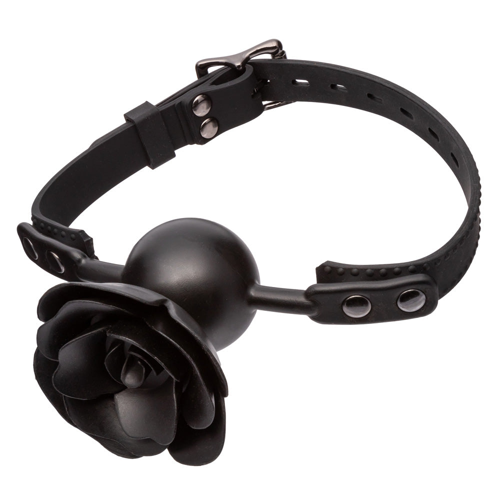 Lockable Silicone Ball Gag with Removable Rose - BDSM Restraint for Adults, Breathable Mouth Gag for Role Play, Bondage & Sensory Deprivation - Perfect for Couples Play & BDSM Accessories