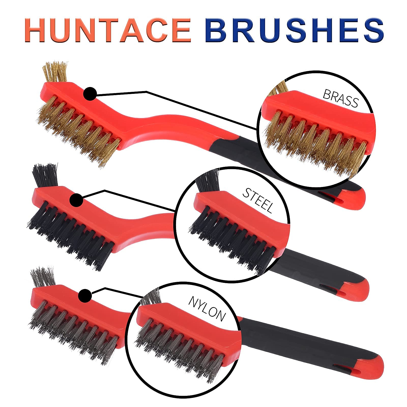 8-Piece Small Wire Brush Set - Brass, Stainless Steel & Nylon Bristles for Rust Removal, Dirt Cleaning & Paint Scrubbing - Double-Ended Cleaning Pick Tools for Home, Workshop & Automotive Maintenance