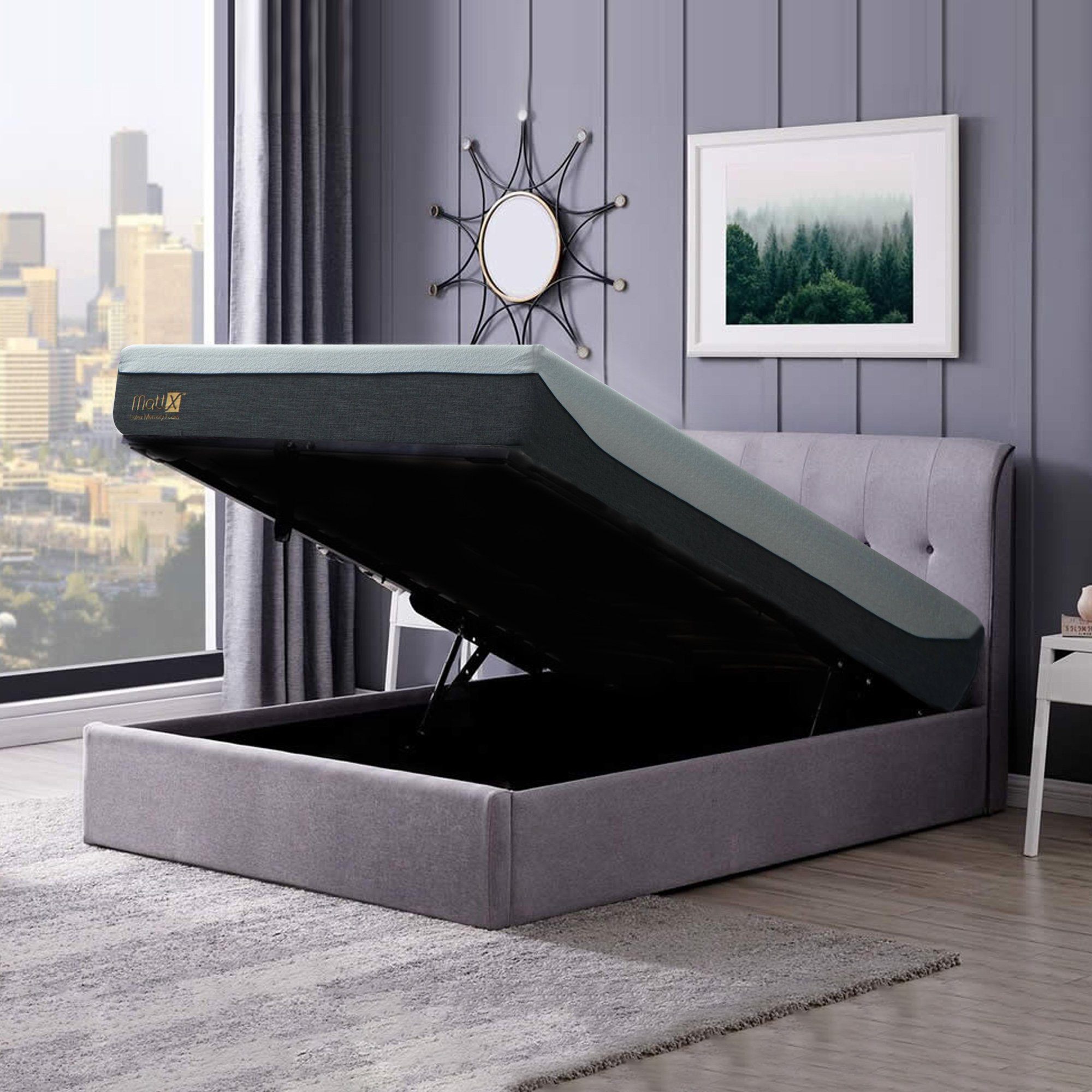 Space Saver Bundle - Comfort Hybrid Storage Bed with Underbed Drawers | Queen Size Platform Bed Frame for Small Bedrooms | Perfect for Studio Apartments & Dorm Rooms