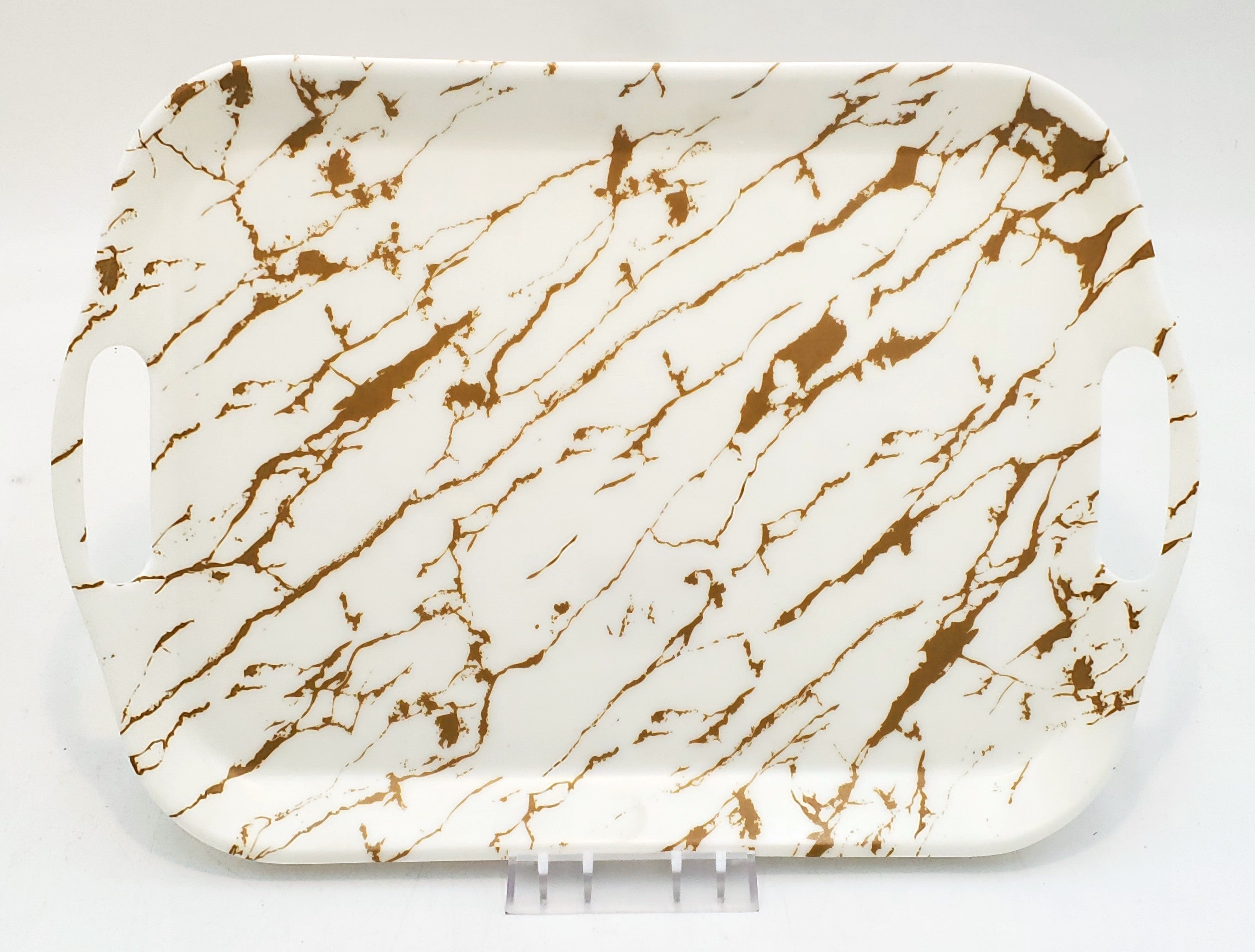 13x9.5 Inch Gold Marble Melamine Serving Tray - Elegant Appetizer Platter for Parties, Dining, and Home Decor