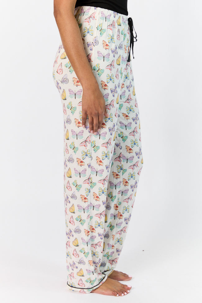 Butterfly Print Pajama Pants for Women - Soft & Comfortable Sleepwear - Perfect for Lounging, Travel & Relaxation at Home