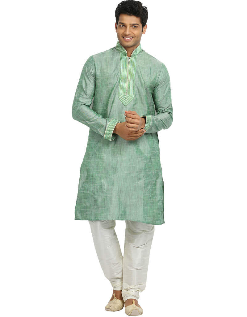 Aquamarine Blue Cotton Silk Kurta with Churidar - Elegant Indian Ethnic Wear for Women, Perfect for Festivals, Weddings & Parties