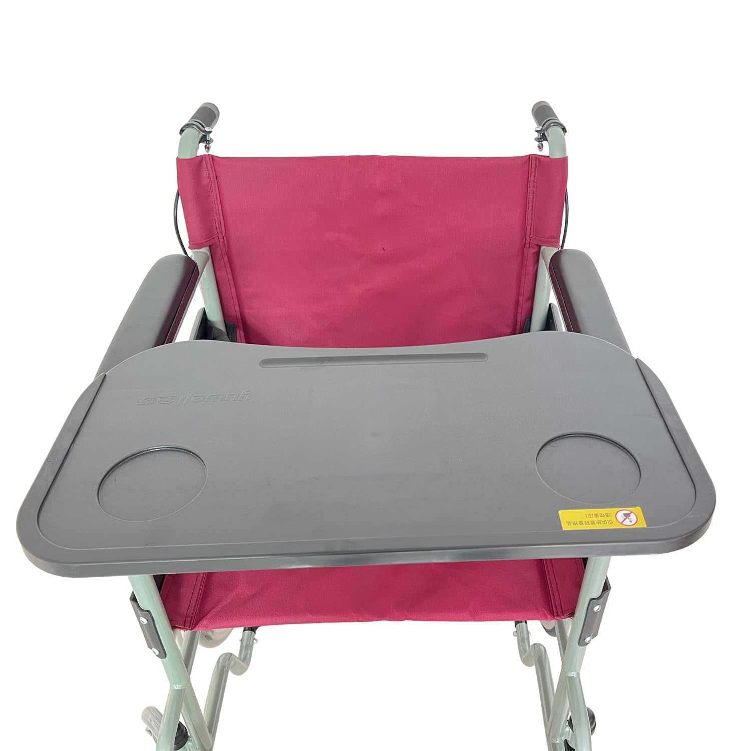 Adjustable Wheelchair Tray Table with Cup Holder & Secure Straps - Removable Lap Desk for Eating, Reading, Working (Fits 16