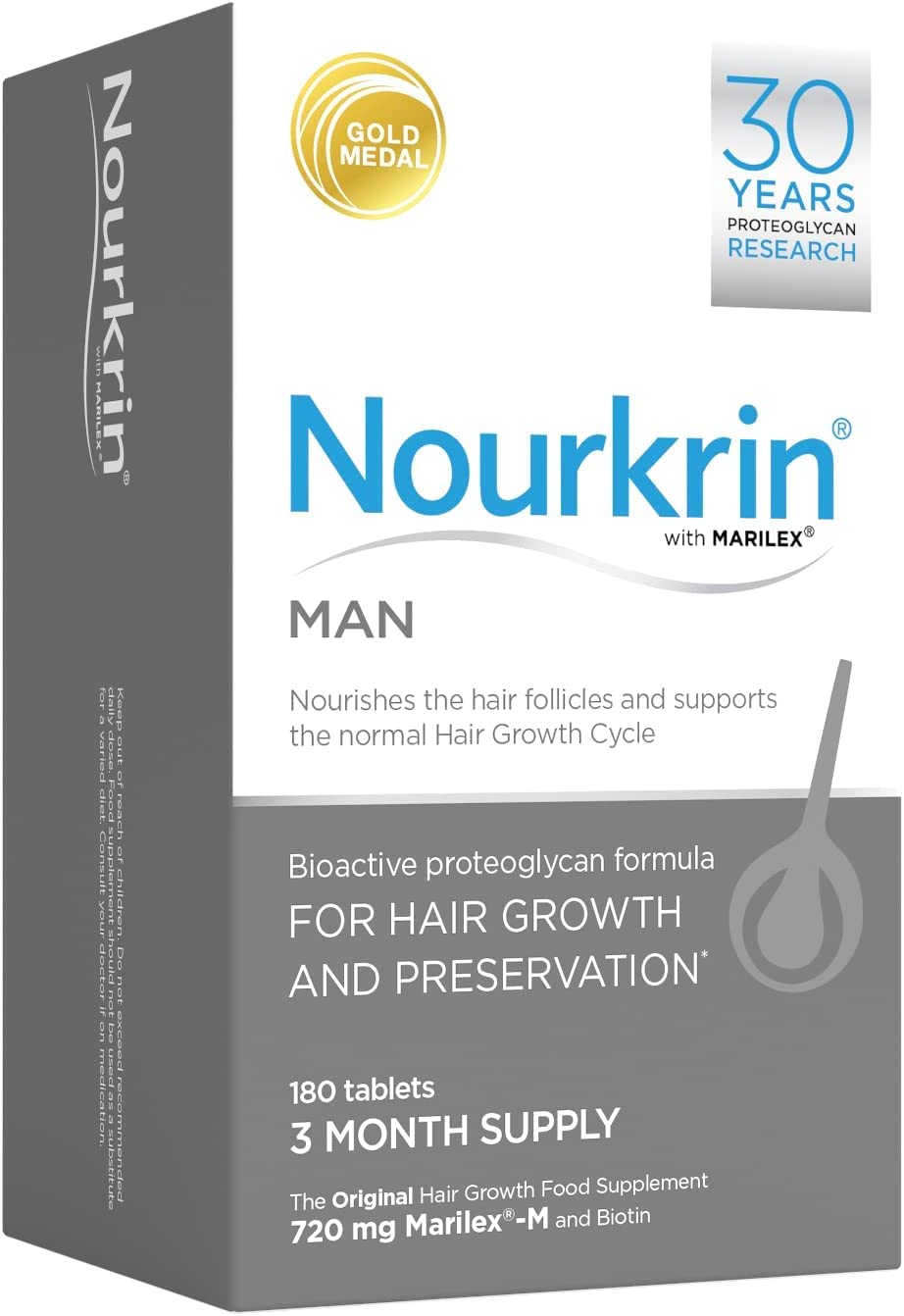 Nourkrin Man Hair Growth Supplement - 180 Tablets (3 Month Supply) for Thicker, Healthier Hair | Supports Hair Regrowth & Strength | Ideal for Men with Thinning Hair