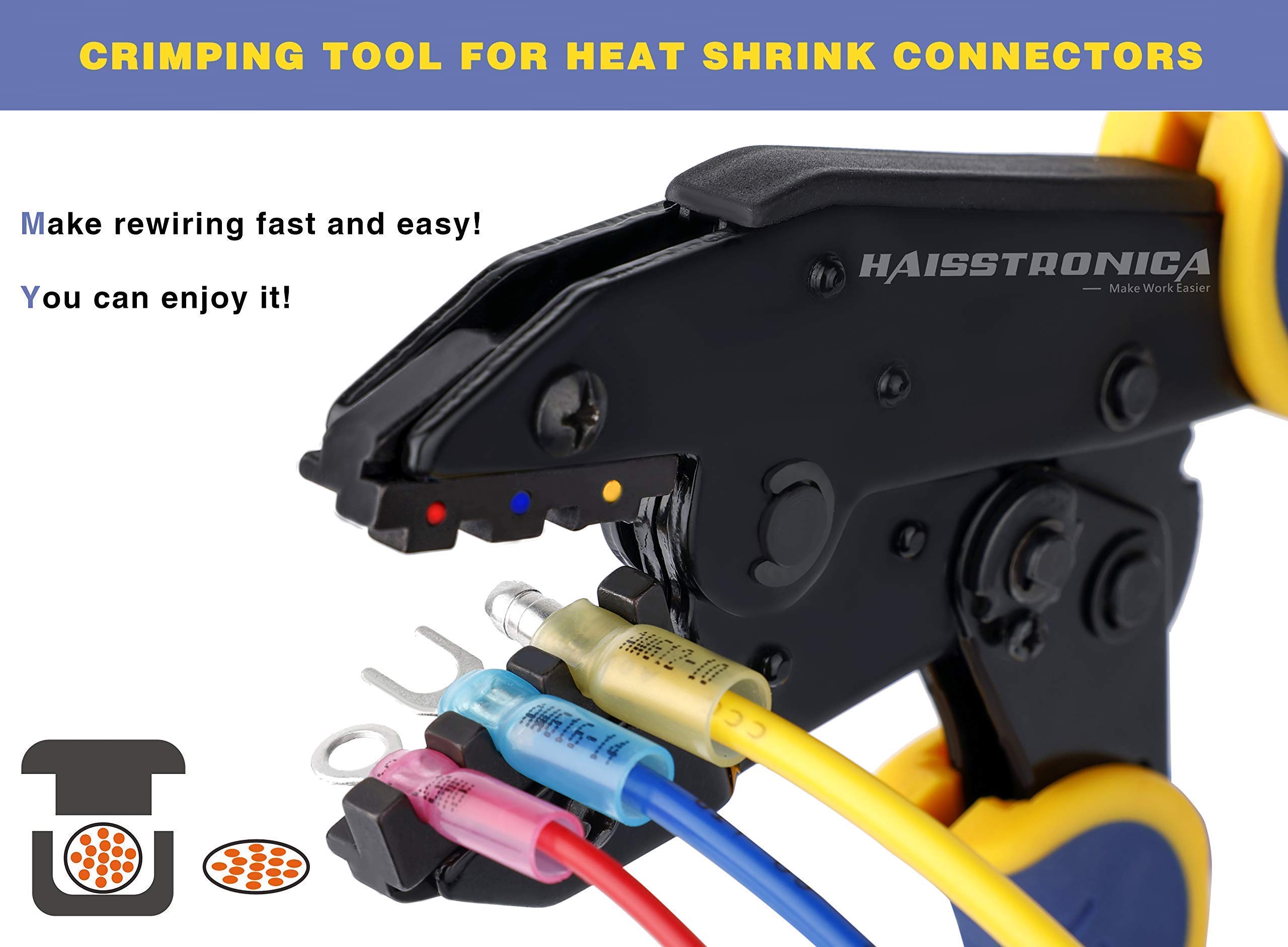 Haisstronica Professional Crimping Tool Kit with 260PCS Heat Shrink Wire Connectors - Waterproof Electrical Connectors for Automotive, Marine, and DIY Wiring Projects