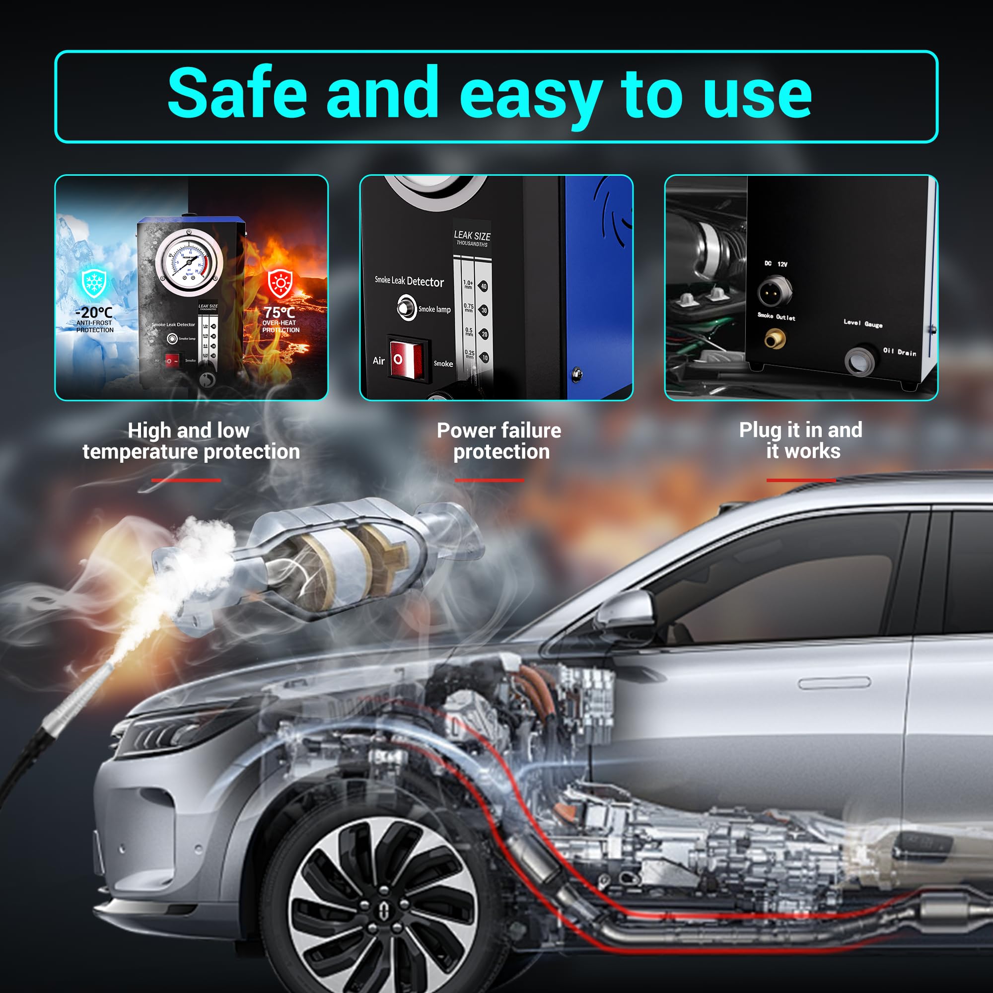 Automotive Smoke Machine Leak Detector - EVAP Vacuum Smoke Diagnostic Tester with Built-in Pump | Find Car AC & Fuel System Leaks Fast | Professional Mechanic Tool for Auto Repair Shops & DIY Enthusiasts