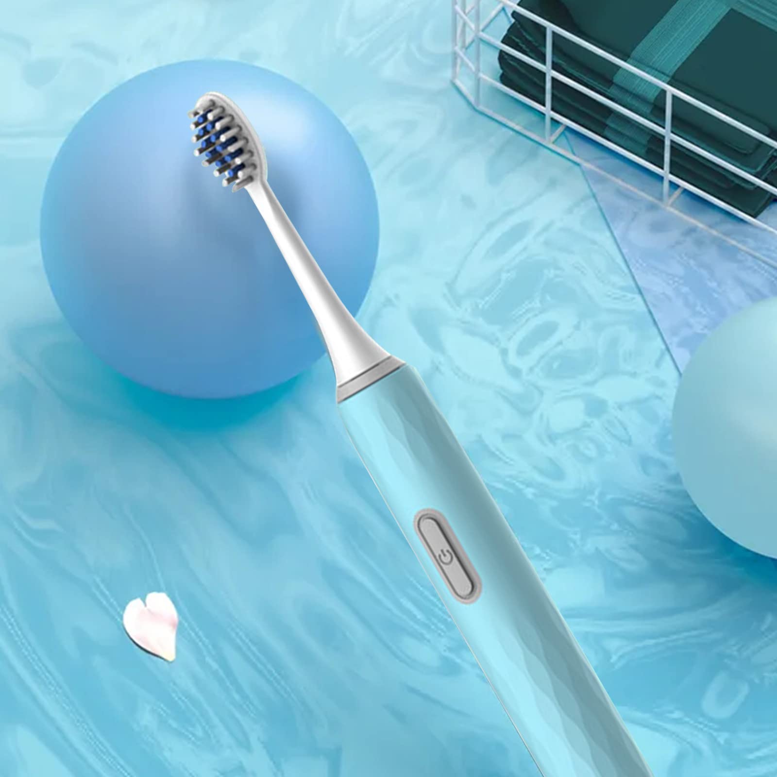 Portable Electric Toothbrush for Adults - Sonic Rechargeable Toothbrush with 1 Replacement Head, Travel Case, Whitening & Deep Cleaning - Perfect for Travel, Home & Office Use