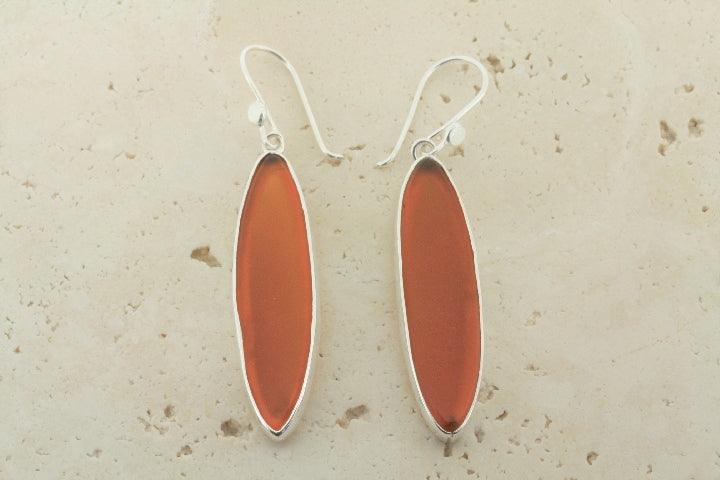 Orange Spear Seaglass Earrings - Handmade Boho Dangle Earrings for Women - Perfect for Beach Weddings & Summer Outfits
