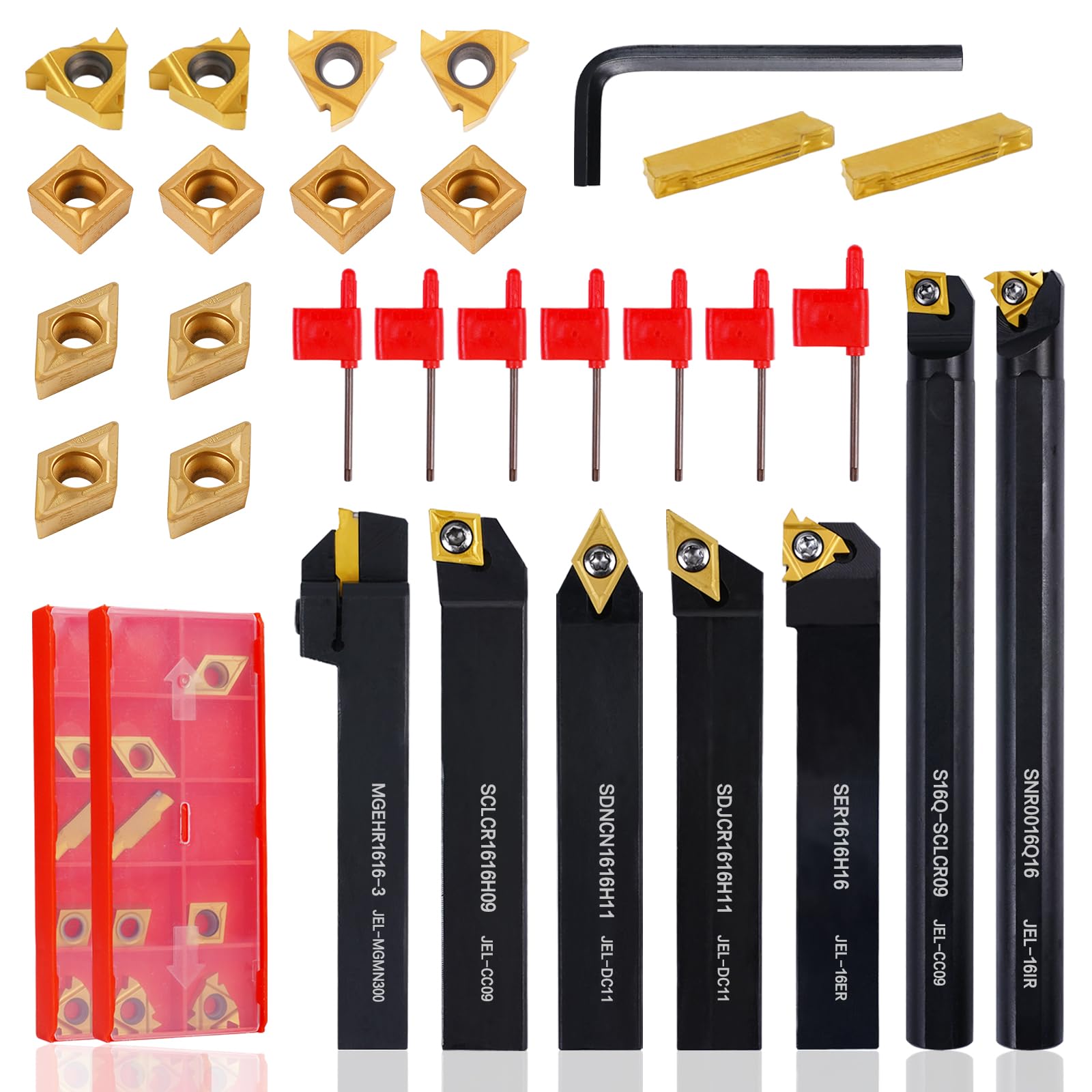 21Pcs Lathe Turning Tool Kit with 5/8