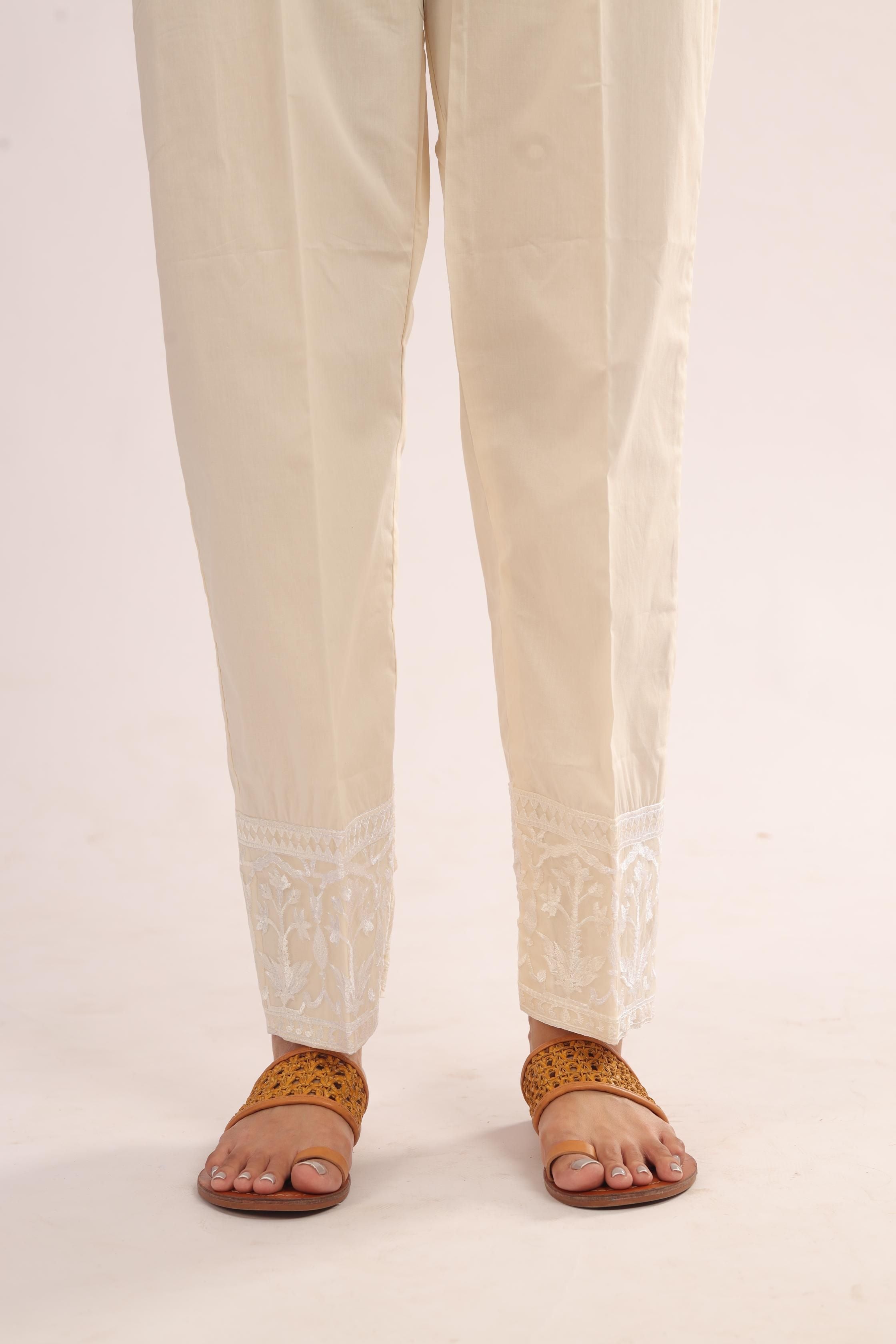 Stylish Cotton Beige Trousers for Women - Comfortable Casual Pants for Work, Travel & Everyday Wear