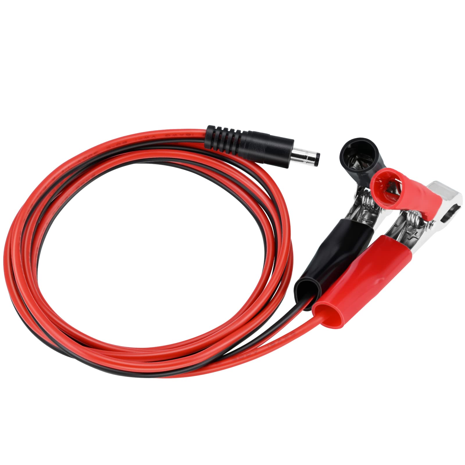 Yeebline DC 5.5x2.1mm Battery Clamp Extension Cable - 5FT 16AWG 12V DC Power Cord with Alligator Clips - Male to Battery Clamp Adapter for Car Charger, Power Supply, Solar Panels, and DIY Electronics Projects