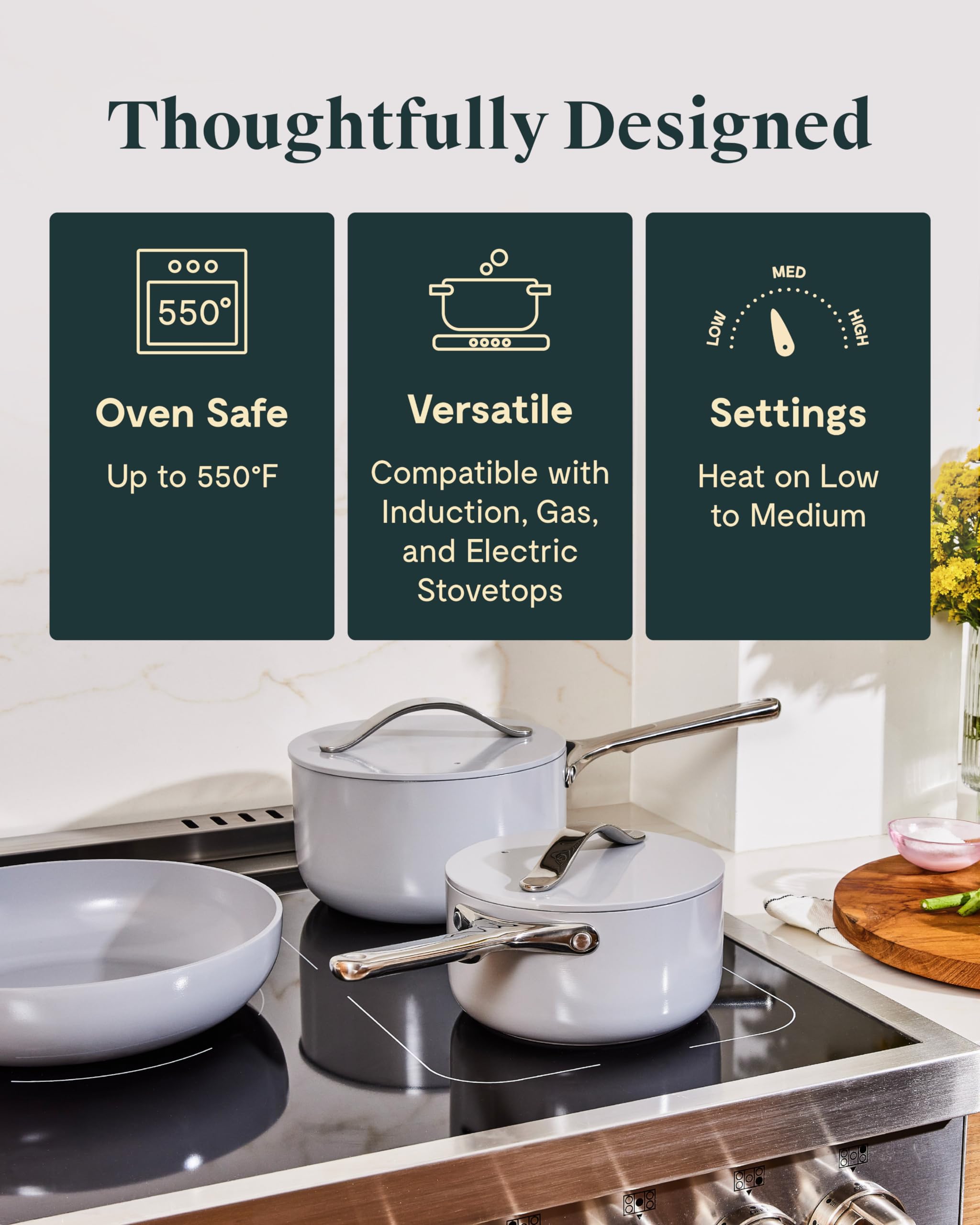 Caraway Nonstick Ceramic Cookware Set - 12 Piece Pots, Pans & Lids with Kitchen Storage - Non-Toxic, Oven Safe & All Stovetop Compatible - Navy Blue - Perfect for Healthy Cooking & Family Meals
