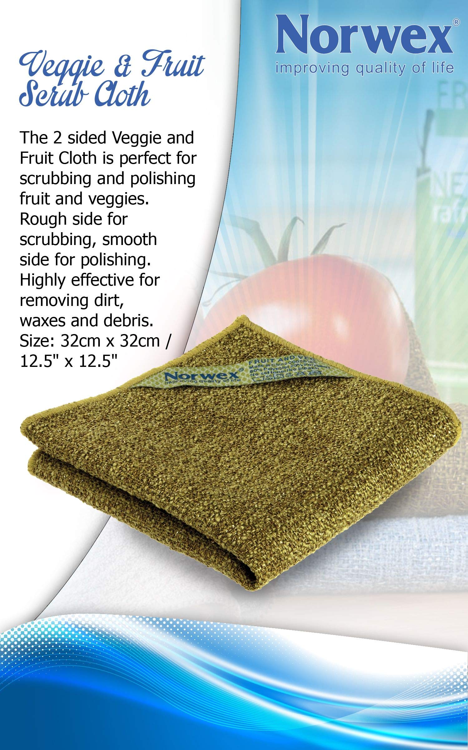 Norwex Veggie & Fruit Scrub Cloth - Natural Cleaning Pads for Kitchen, Safe Produce Wash & Vegetable Scrubber - Perfect for Organic Fruits, Vegetables & Dishes