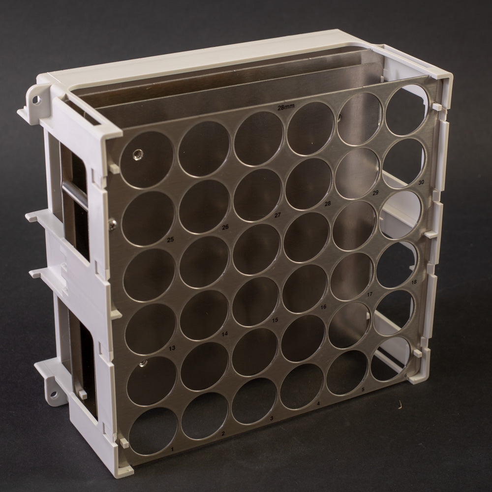 Foxy® R1 & R2 28mm Scintillation Vial Racks - Holds 36 Vials - Perfect for Lab Organization & Sample Storage in Research Facilities