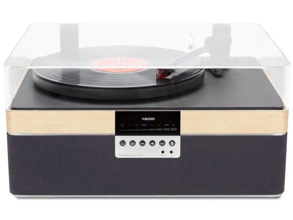 AUDIO THE+ Bluetooth Record Player Speaker with SE MAPLE Design - Wireless Music Streaming for Home, Office, and Outdoor Parties