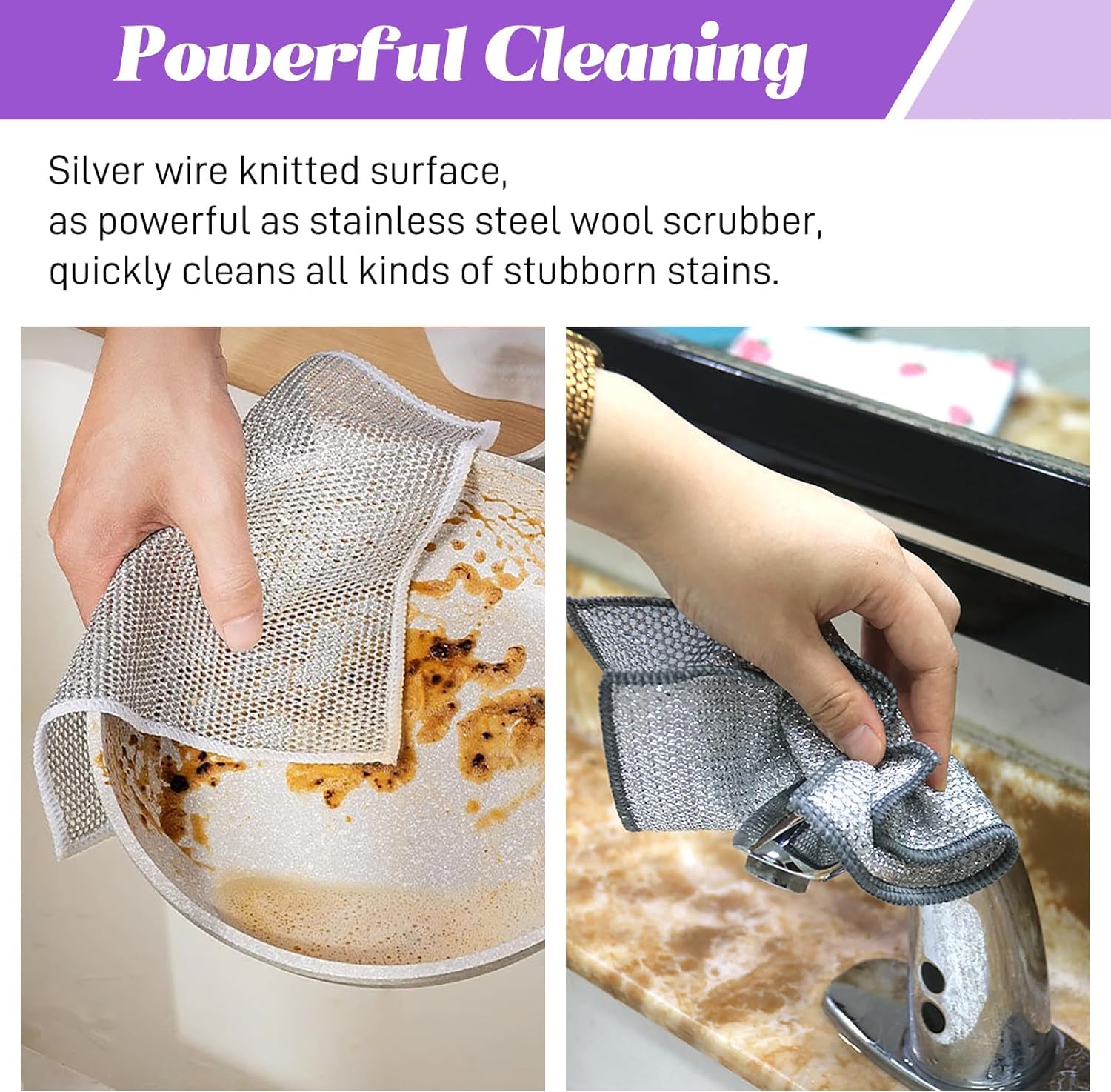NESTIFY Non-Scratch Wire Dish Cleaning Cloths - 5 Pack Multipurpose Dishwashing Rags for Wet & Dry Use, Easy Rinse & Reusable Kitchen Towels - Perfect for Pots, Pans, Dishes & Countertop Cleaning