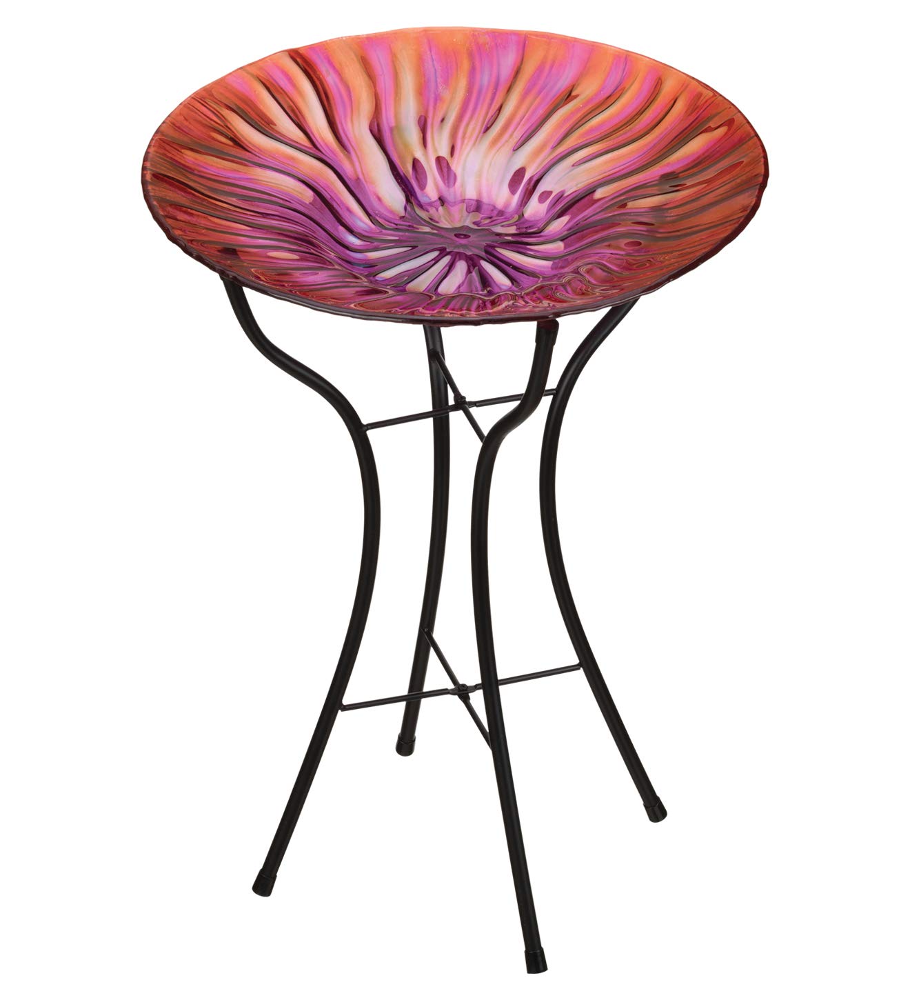 Regal Art & Gift 12760 18-Inch Birdbath with Stand - Wave Garden Décor in Magenta | Outdoor Decorative Bird Feeder for Garden, Patio & Yard