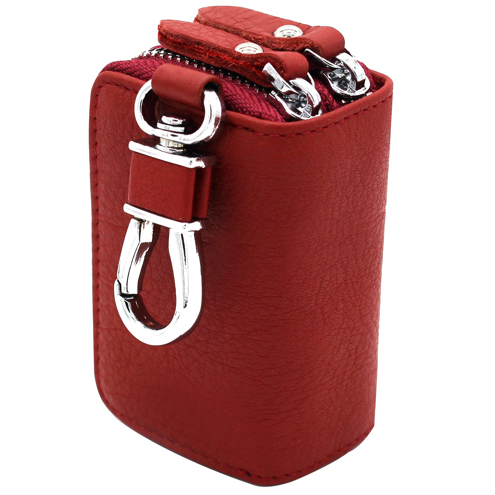 Genuine Leather Car Key Case & Fob Holder with Zipper - Universal Keychain Ring for Men & Women | Perfect for Key Organization & Protection in Daily Use