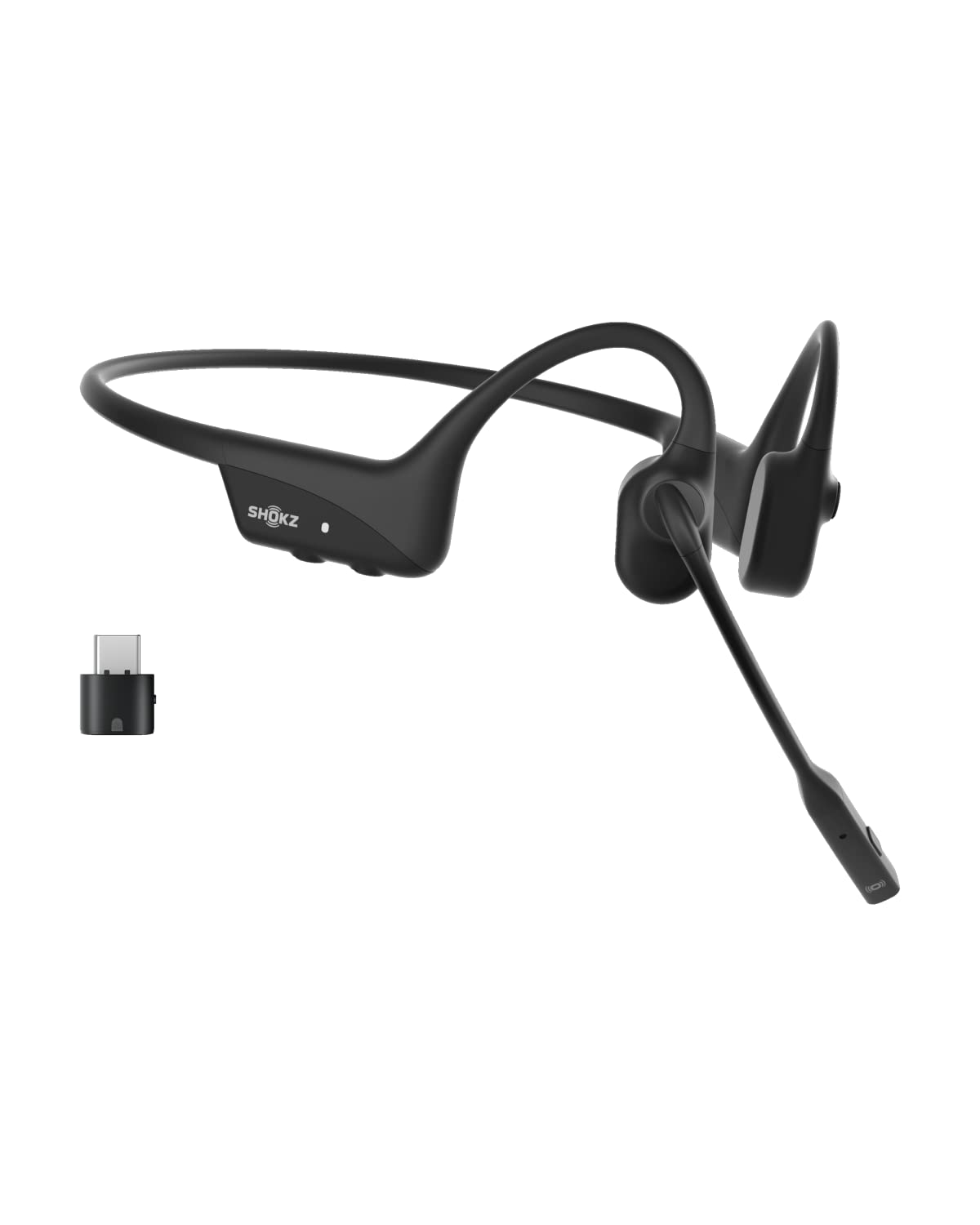SHOKZ OpenComm2 UC Bone Conduction Bluetooth Headset with Boom Mic - USB-C Computer Headphones for PC & Mac, Zoom Certified, Noise Cancelling Microphone - Ideal for Remote Work, Online Meetings & Gaming (Black)