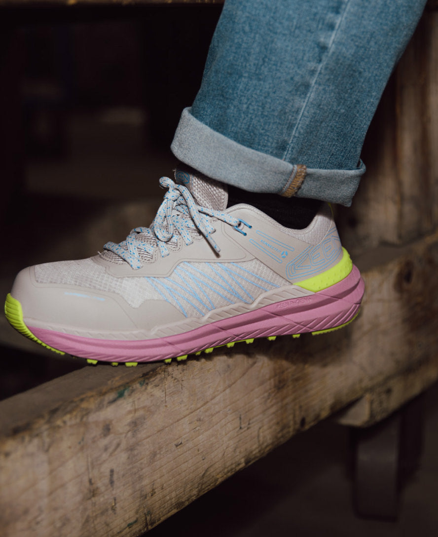 Women's Speedworks ESD Work Sneakers with Carbon Toe - Alloy/Moonlight Mauve | Slip-Resistant Safety Shoes for Electricians, Nurses & Warehouse Workers