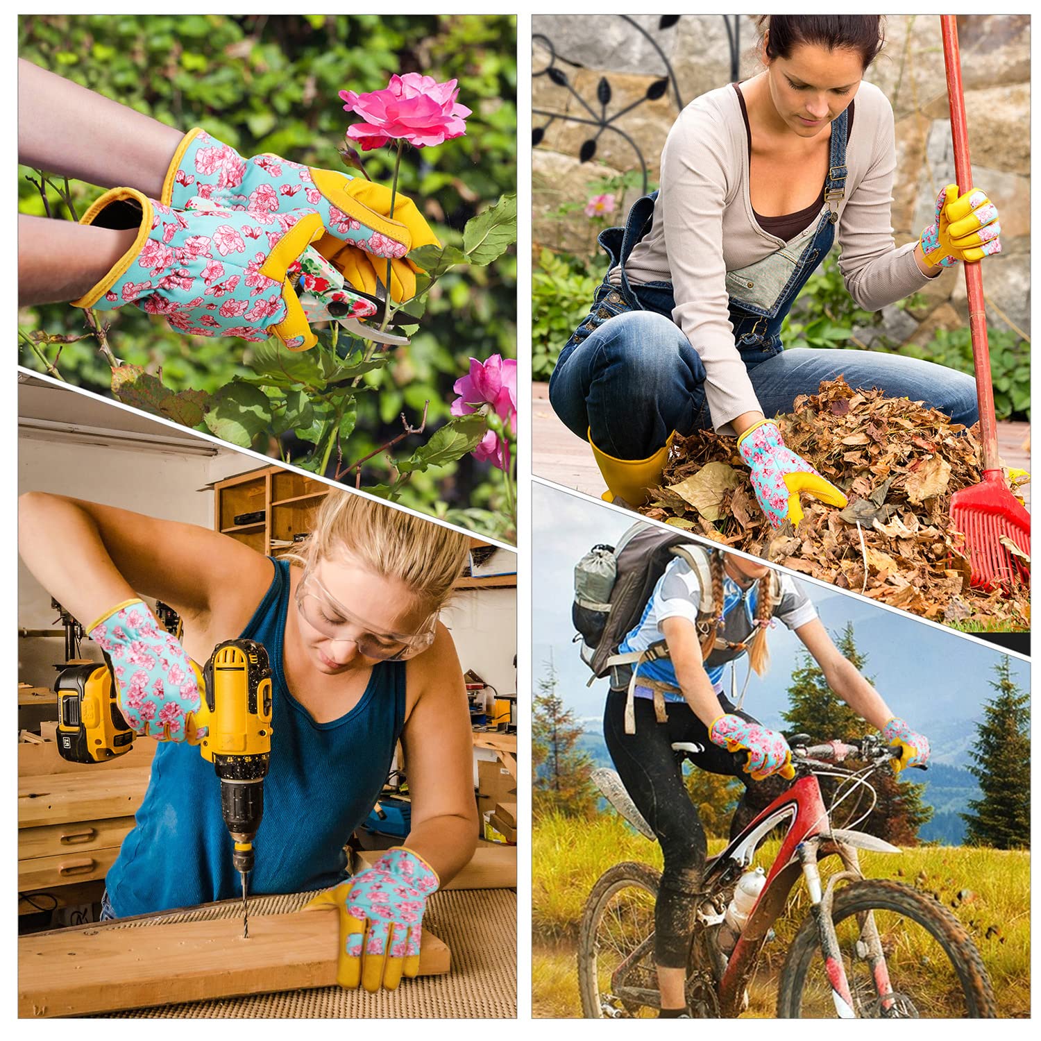 Women's Cowhide Leather Gardening Gloves - Durable for Yard & Outdoor Work - Perfect Gardener Gifts