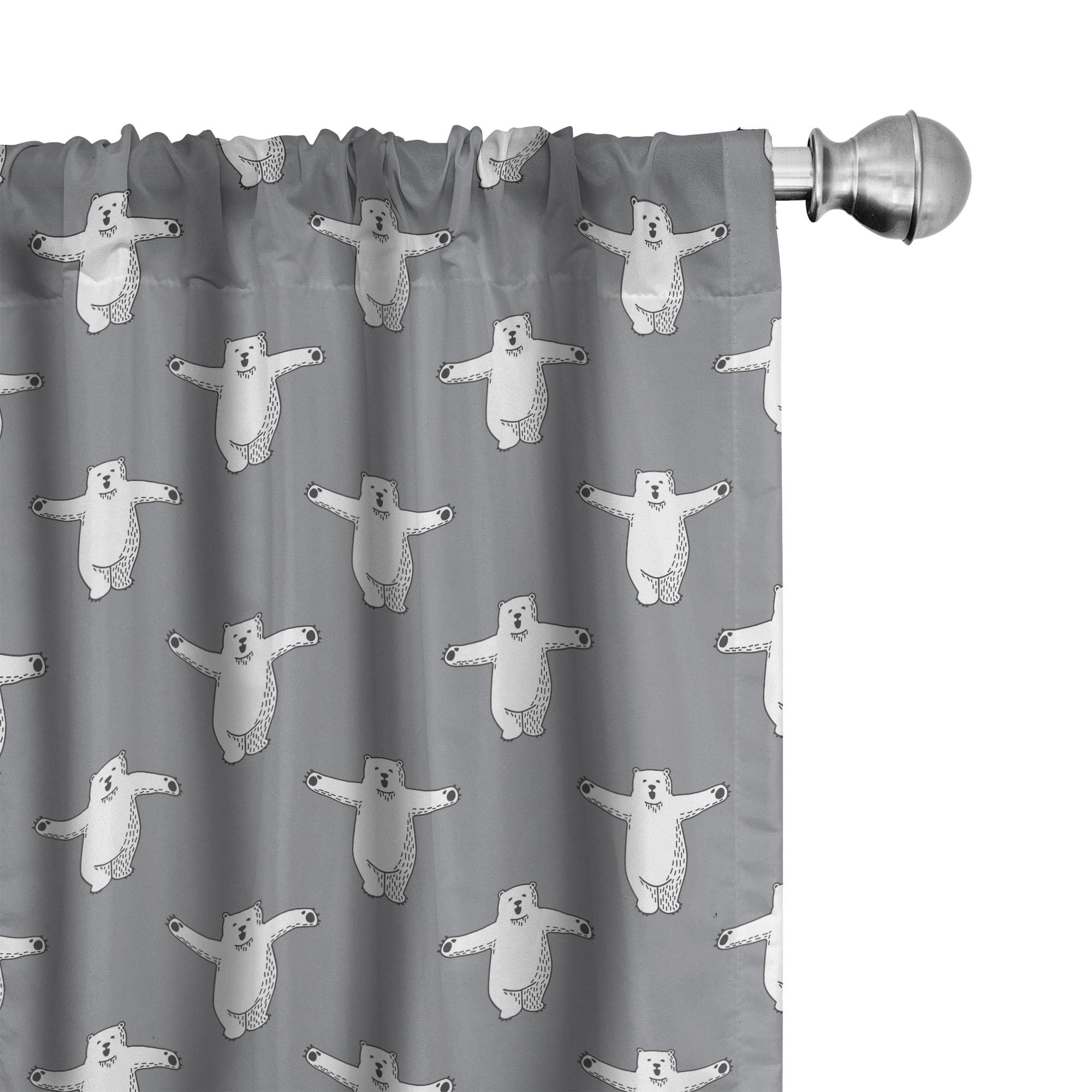 Ambesonne Polar Bear Window Curtains - Funny Hugging Zoo Animals Design, Lightweight Black & White 2-Panel Set with Rod Pocket (28x95 inches) - Perfect for Kids Room, Nursery, or Wildlife-Themed Home Decor