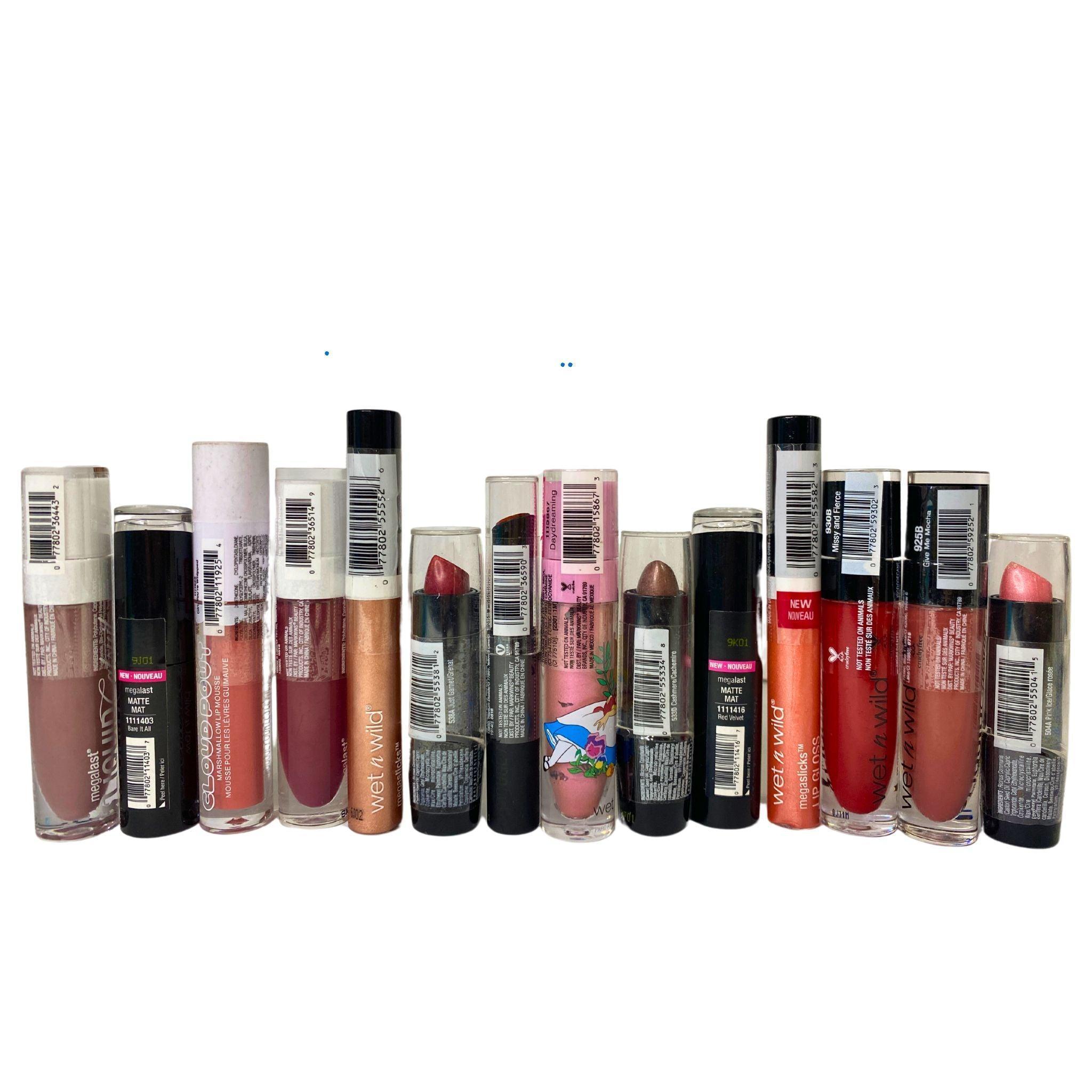 Wet n Wild Assorted Lip Mix - 100 Pcs Bulk Lipstick Set | Variety Pack for Makeup Artists, Party Favors & Beauty Lovers | Perfect for Salons, Weddings & Gift Baskets