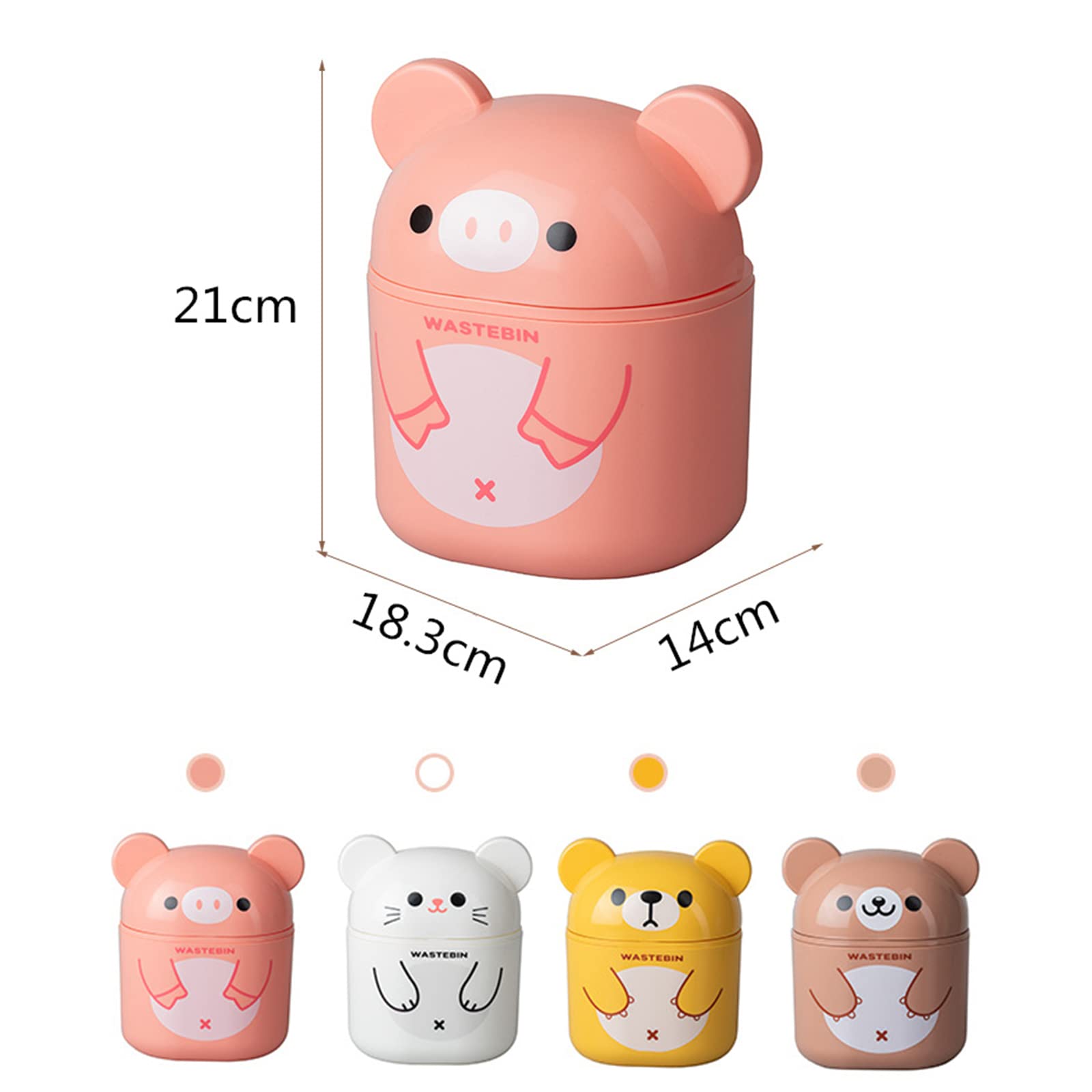 Mini Countertop Trash Can with Lid - Small Desk Waste Bin for Office, Vanity & Coffee Table - Cute Bear-White Garbage Can for Home Decor & Organization - Perfect for Bedroom, Bathroom & Workspace