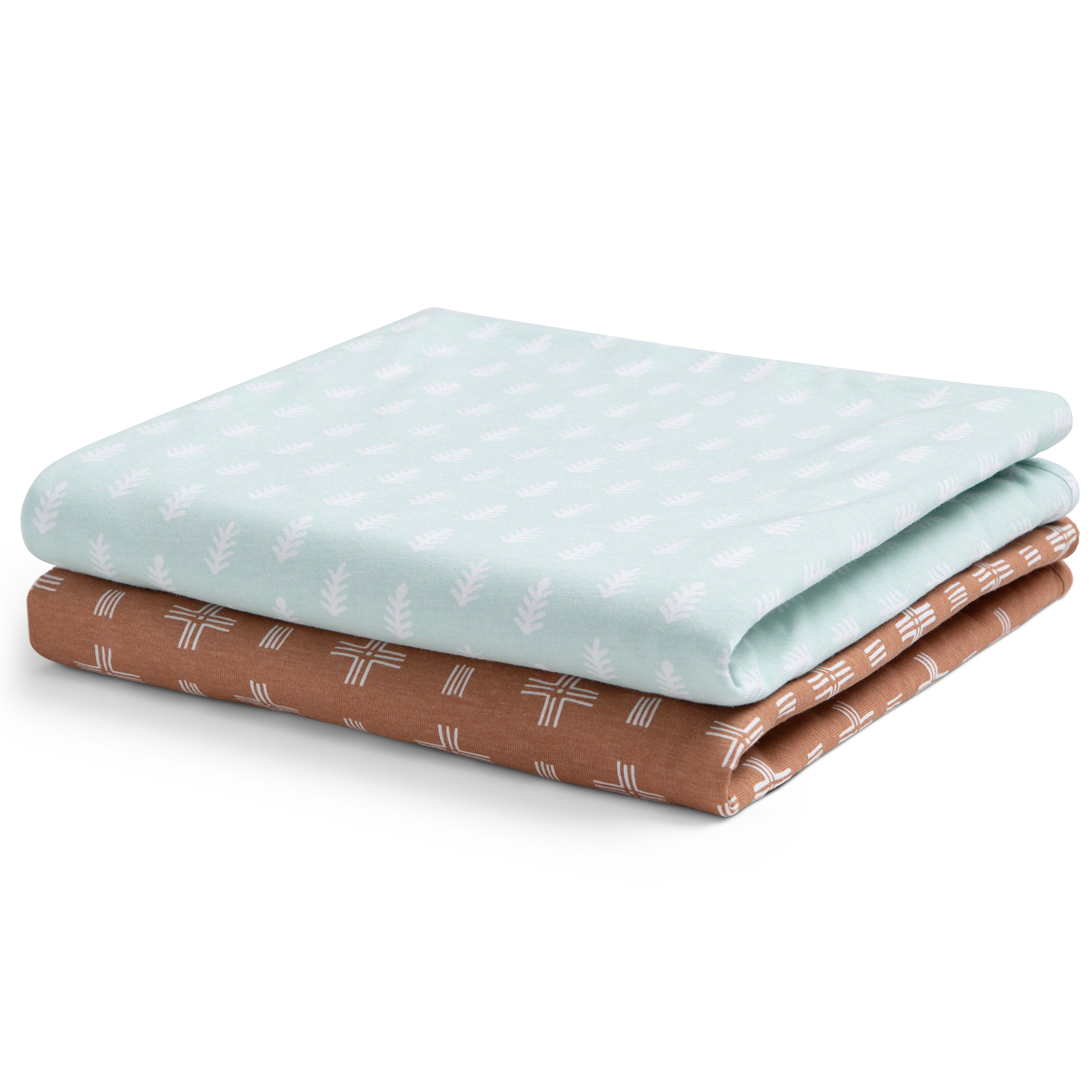 100% Organic Jersey Cotton Baby Receiving Blankets - Soft & Breathable Newborn Swaddle Blankets (2 Pack) - Perfect for Swaddling, Nursing & Stroller Use