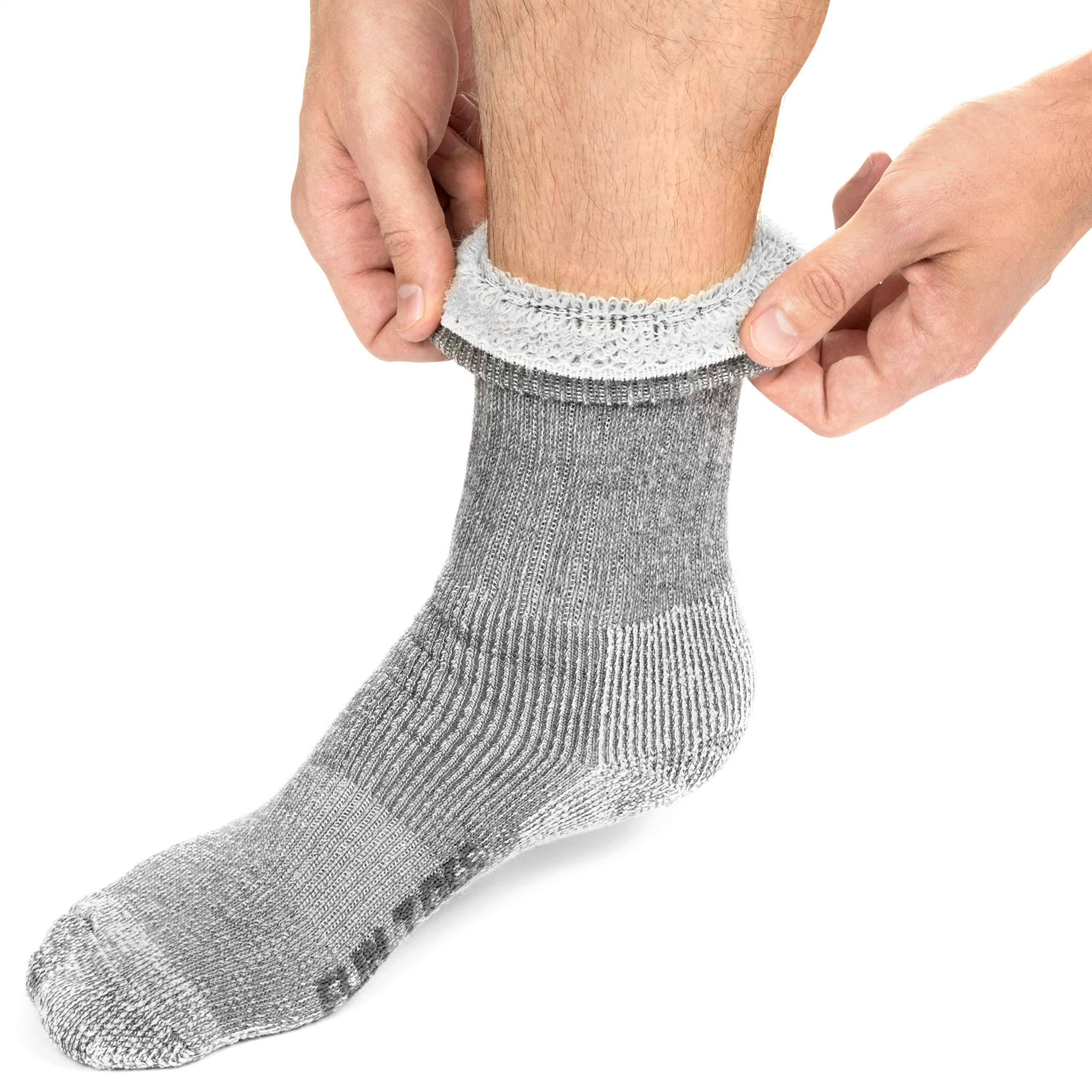 FUN TOES Men's Hiking Crew Socks - 6 Pairs Merino Wool Socks for Men, Lightweight & Reinforced (Size 8-12) - Perfect for Outdoor Adventures, Camping & Winter Hiking