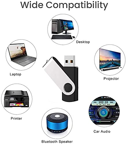 1GB USB Flash Drive 10-Pack - Swivel Thumb Drives with Lanyards for Data Storage & Office Use (Mixed Colors)