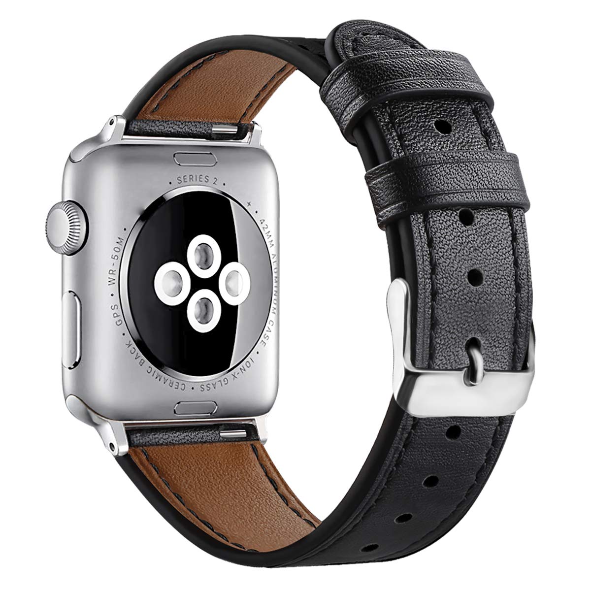 Genuine Leather Apple Watch Band 42mm 44mm - Premium Replacement Strap Compatible with iWatch Series 6/5/4/3/2/1 & SE - Soft Comfortable Watch Band for Men & Women - Perfect for Work, Gym & Everyday Wear