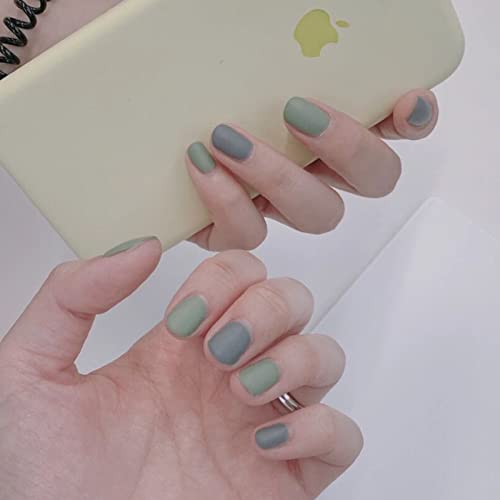 24Pcs Mint Green Fake Nails Set - Long Press on Nails with Frosted Jumping Color Design, Summer Nail Art Decorations for Women & Girls | Perfect for Parties, Weddings, Daily Wear & Nail Salon Use
