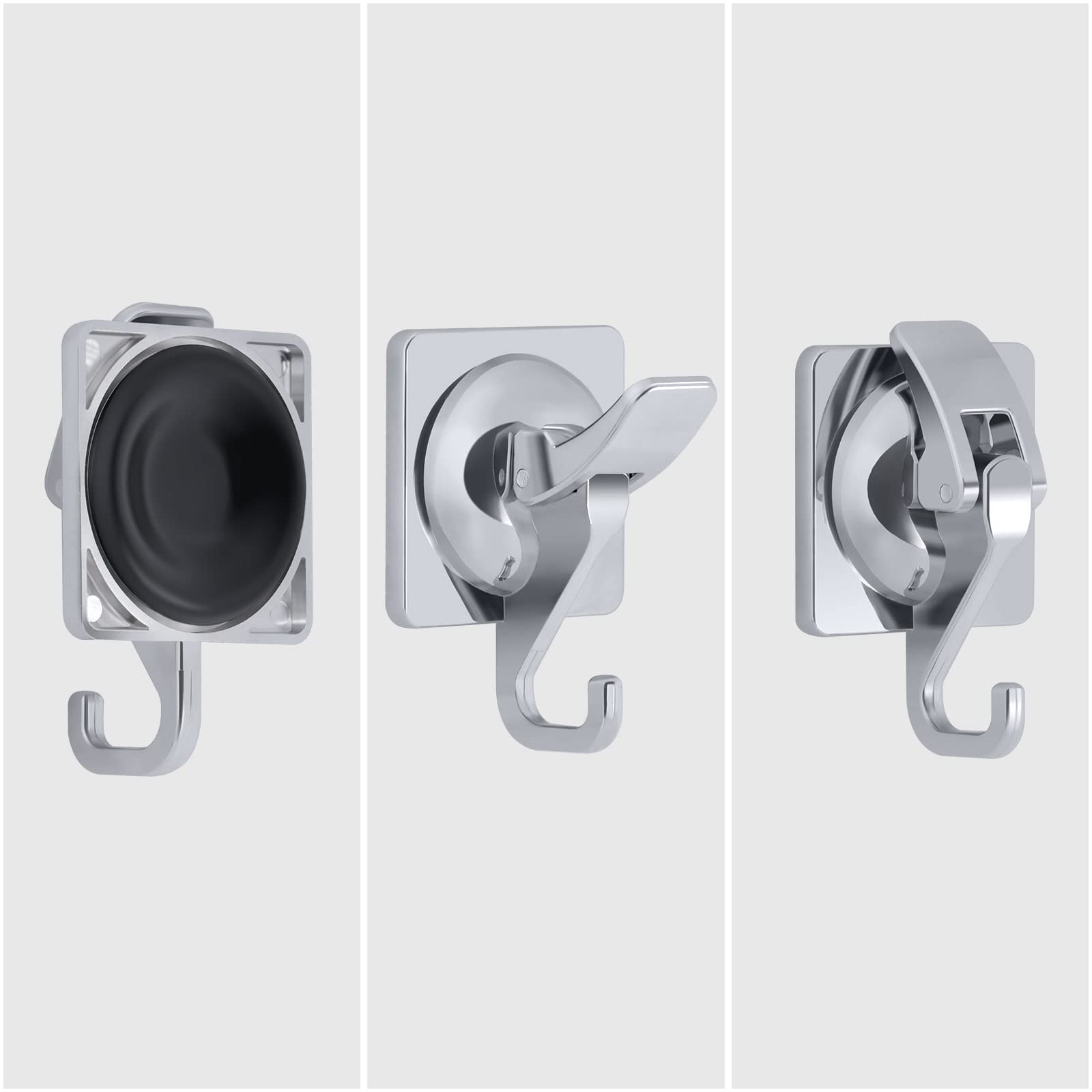 Shower Suction Cup Hooks - 4 Pack Silver Plated Waterproof Towel Hooks with 15lb Weight Capacity | Removable & Reusable Bathroom Wall Hooks for Robes, Garlands & Decor | Perfect for Showers, Bathrooms & Home Organization