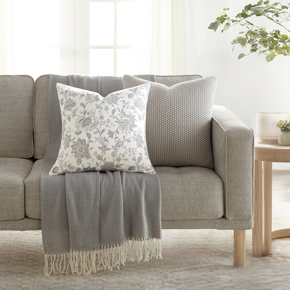 2 Pack Seed Stitch Knit Throw Pillows with Jacobean Decor - Soft Bohemian Cushion Covers for Sofa, Bed & Home Decor