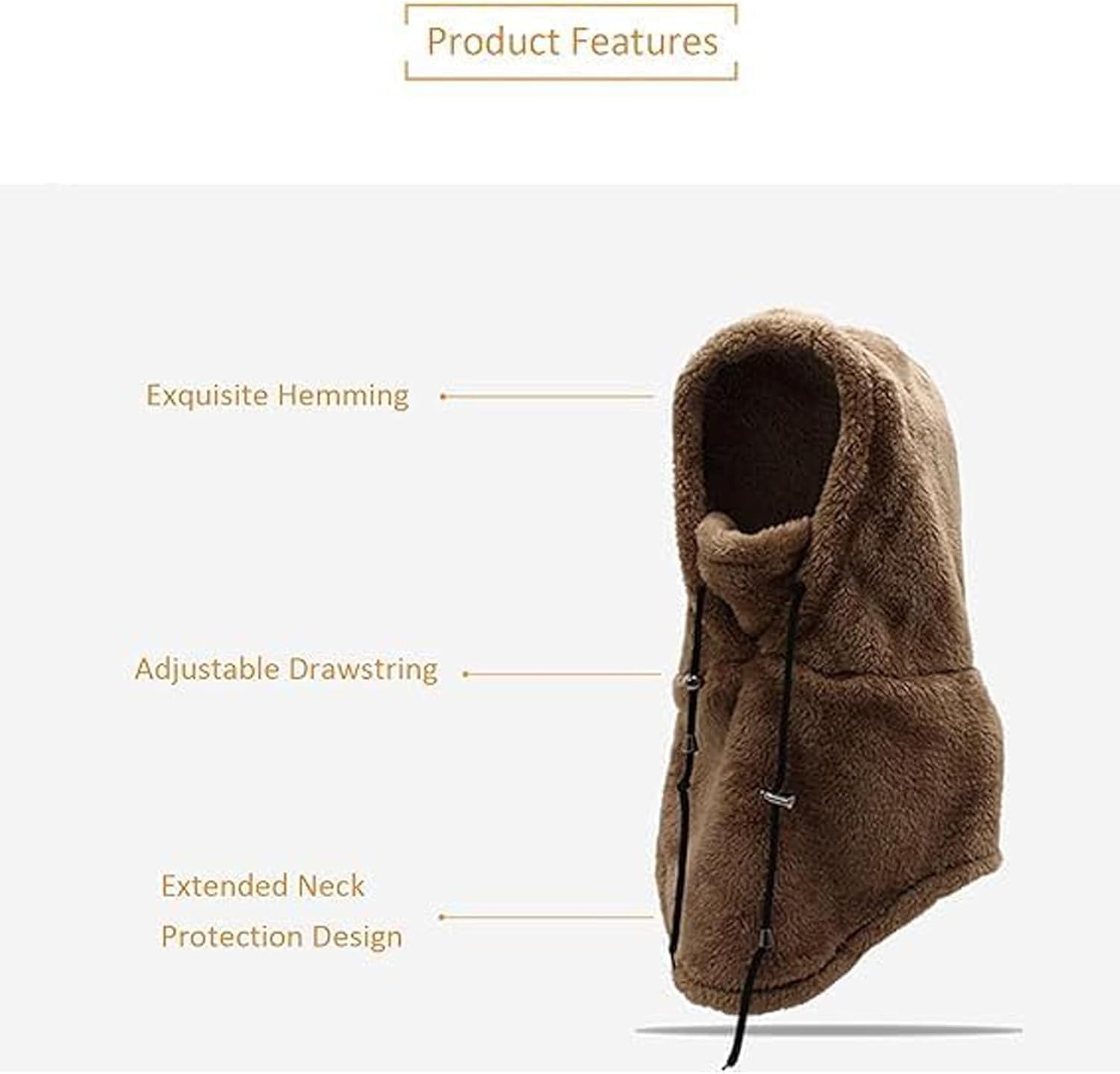 Moonycozy Sherpa Hood Ski Mask - Adjustable Winter Face Mask for Men & Women - Warm Fleece Lined Hoodie for Skiing, Snowboarding & Outdoor Activities