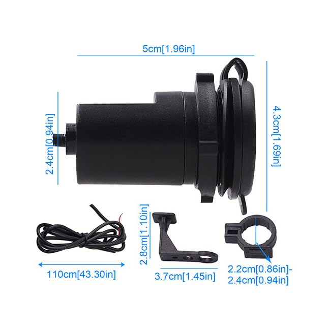 Waterproof Motorcycle USB Charger 9-24V DC Power Socket - Dual Port Fast Charging for Phones & GPS - Ideal for Adventure Riding & Long Road Trips