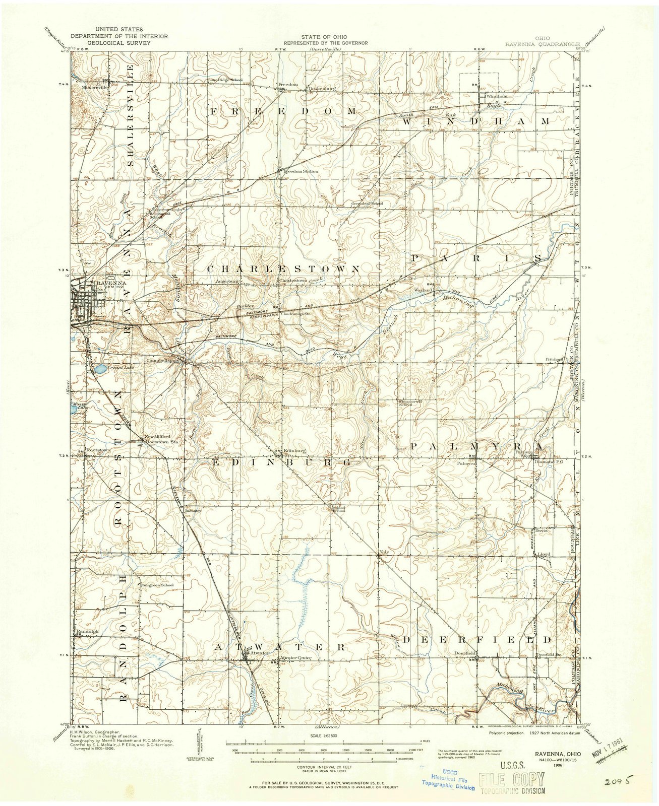 1906 Ravenna Ohio USGS Historical Topographic Map - Large 44x55 Inch Vintage Wall Art Decor - Perfect for Home Office, Classroom & History Enthusiasts