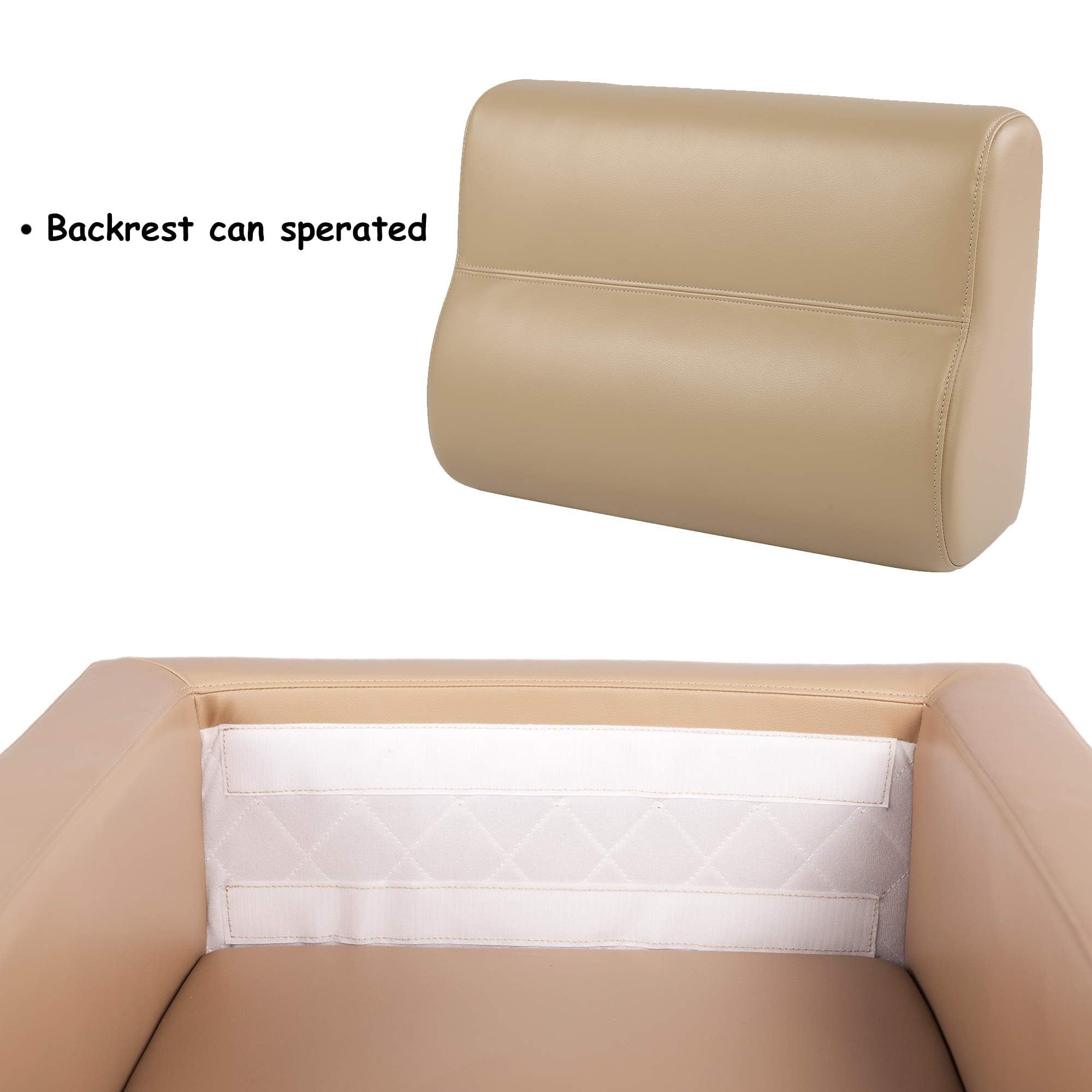 Luckyermore Leather Accent Chair - Soft Upholstered Barrel Sofa for Office Waiting Room, Reception, Guest, Living Room & School - Comfortable Armchair in Beige | Perfect for Lobbies, Clinics, and Home Decor