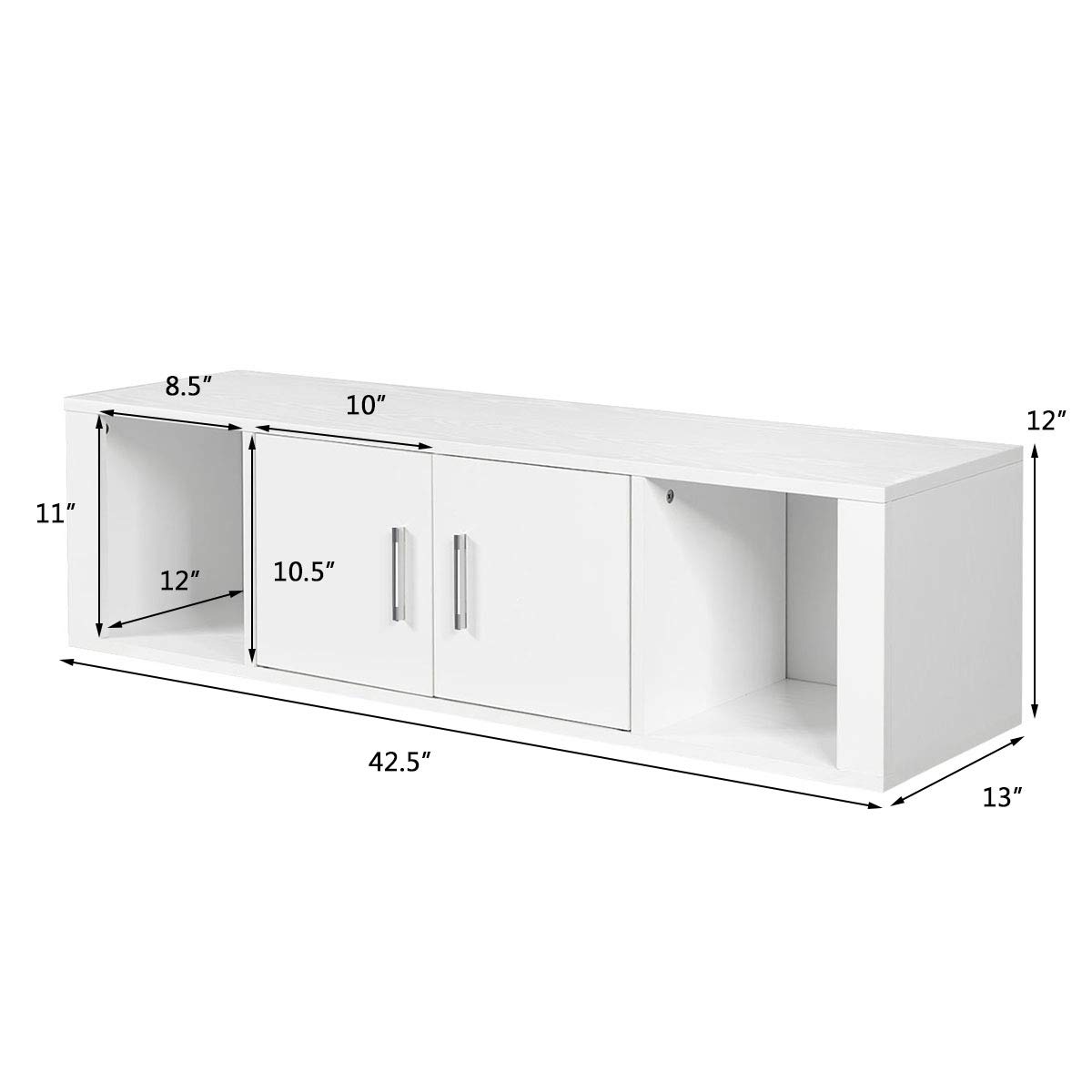 Giantex Wall Mounted Storage Cabinet with Floating Computer Desk & Shelves - Space Saving Furniture for Living Room, Bedroom, Office, TV Media Console - Perfect for Small Spaces & Home Organization