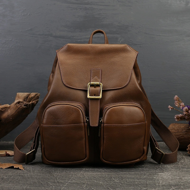 Genuine Leather Large Capacity Women's Backpack - Stylish & Durable Travel Bag for Work, College & Everyday Use