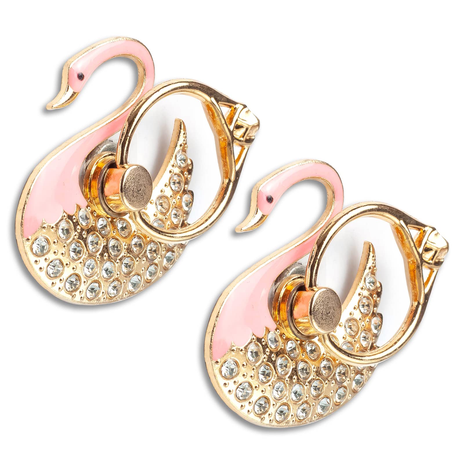 2 Packs Swan Glitter Phone Ring Holder with Rhinestones - Bling Bling Phone Grip Stand for iPhone, Samsung & Smartphones - Perfect for Selfies, Videos & Secure One-Hand Use